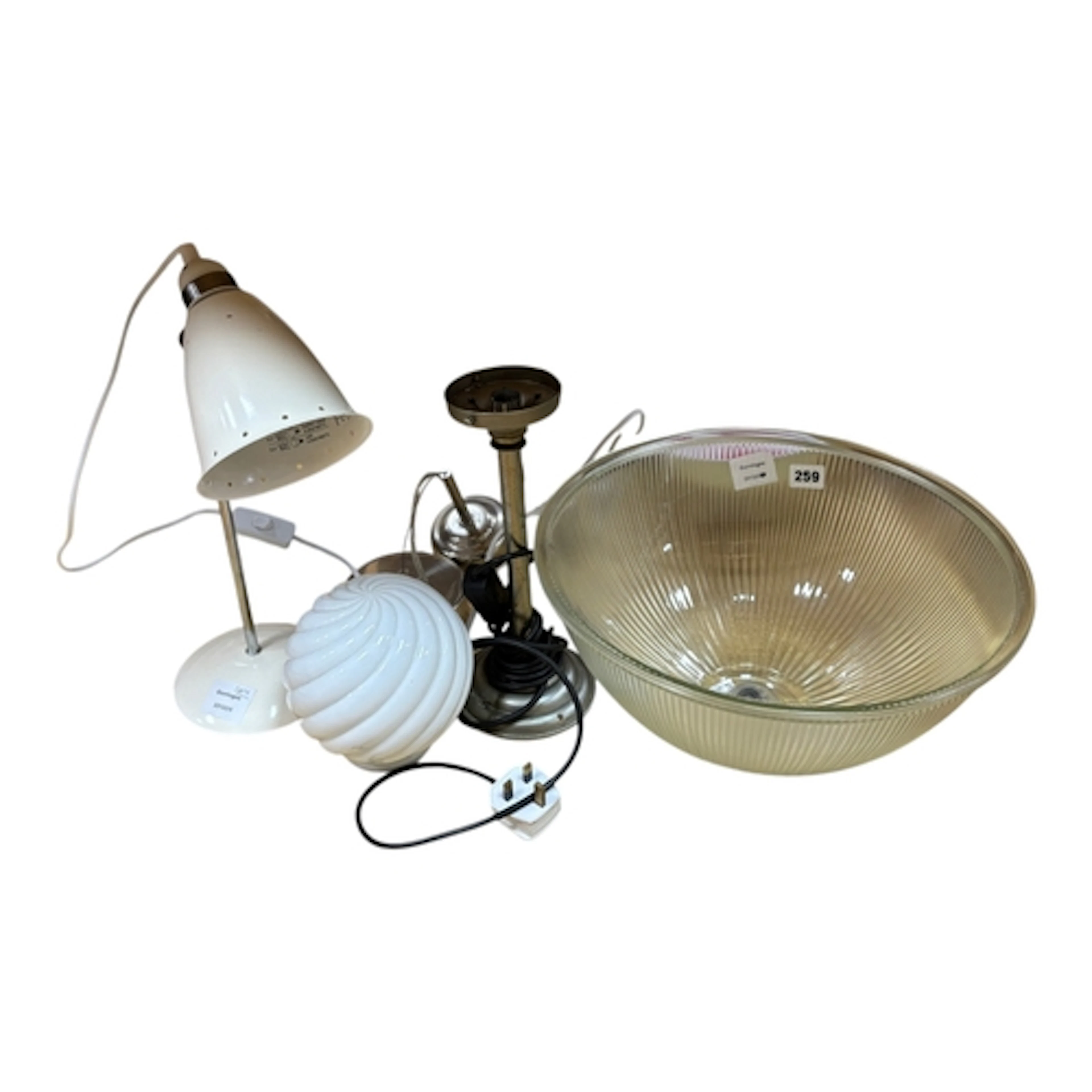 Two contemporary table lamps, one with moulded opaque glass ...