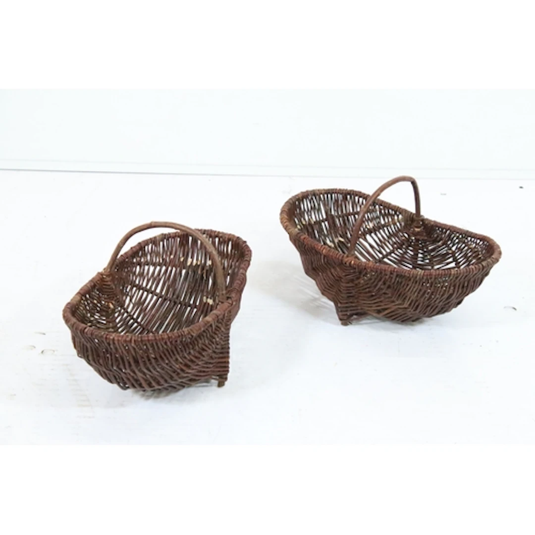Pair of wicker garden harvesting trug baskets, 36cm long