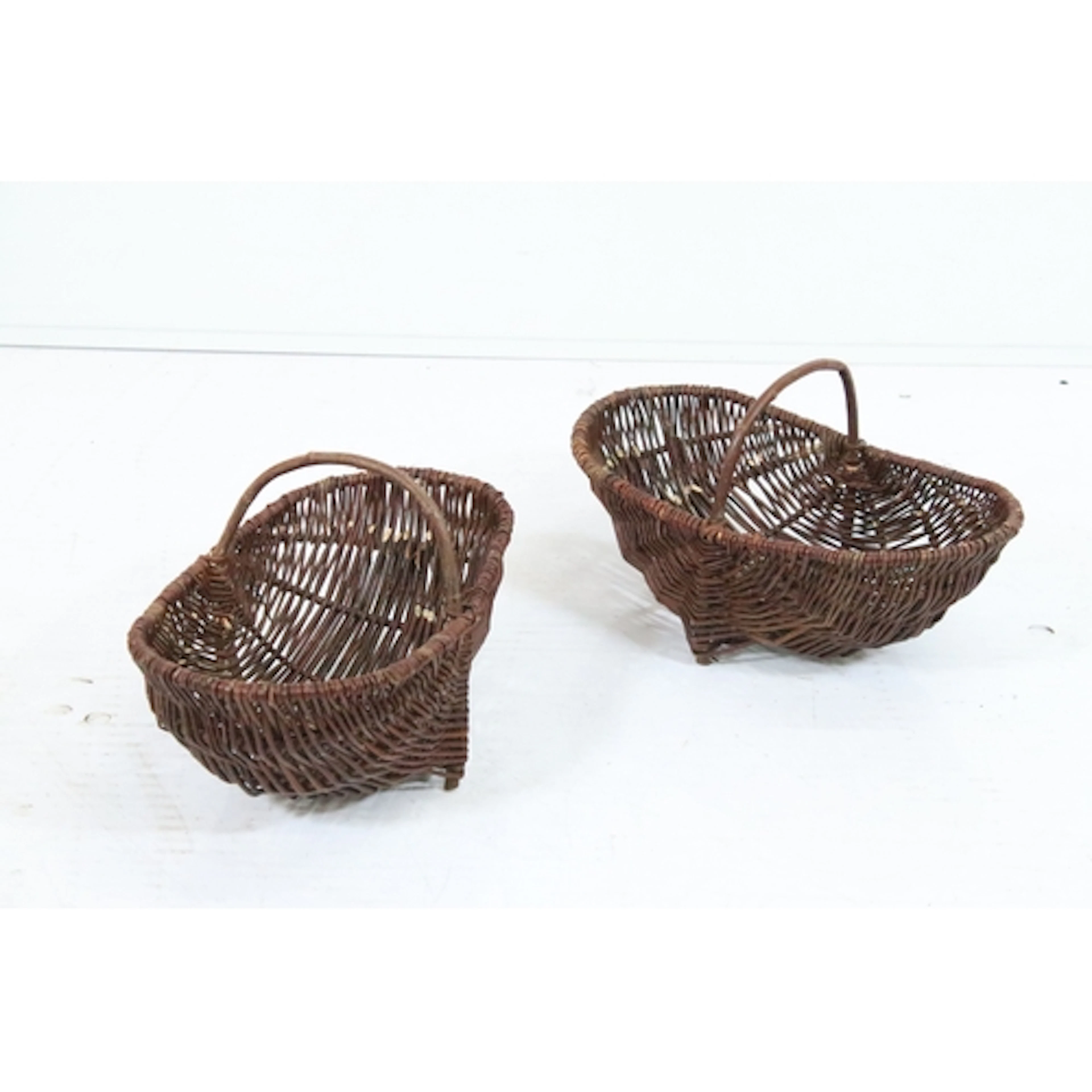 Pair of wicker garden harvesting trug baskets, 36cm long