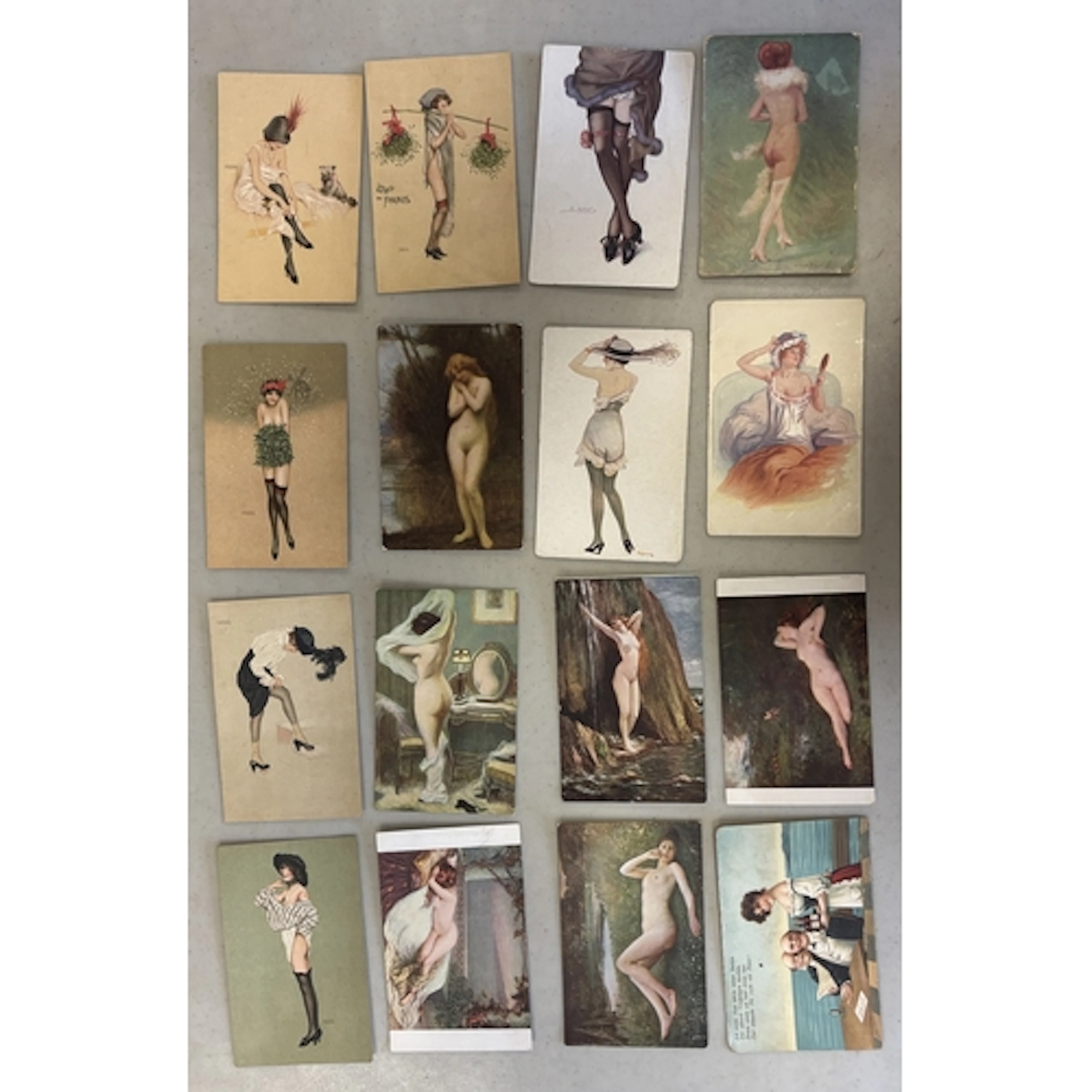 Glamour. Coln. of mostly vintage cards, with artist drawn, R...