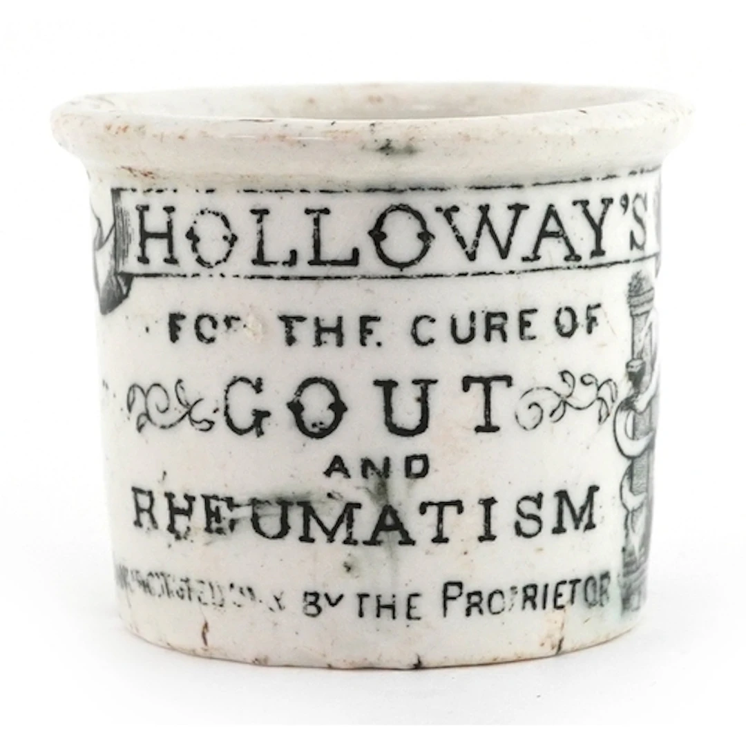 19th century porcelain Holloway's Gout & Rheumatism Ointment...