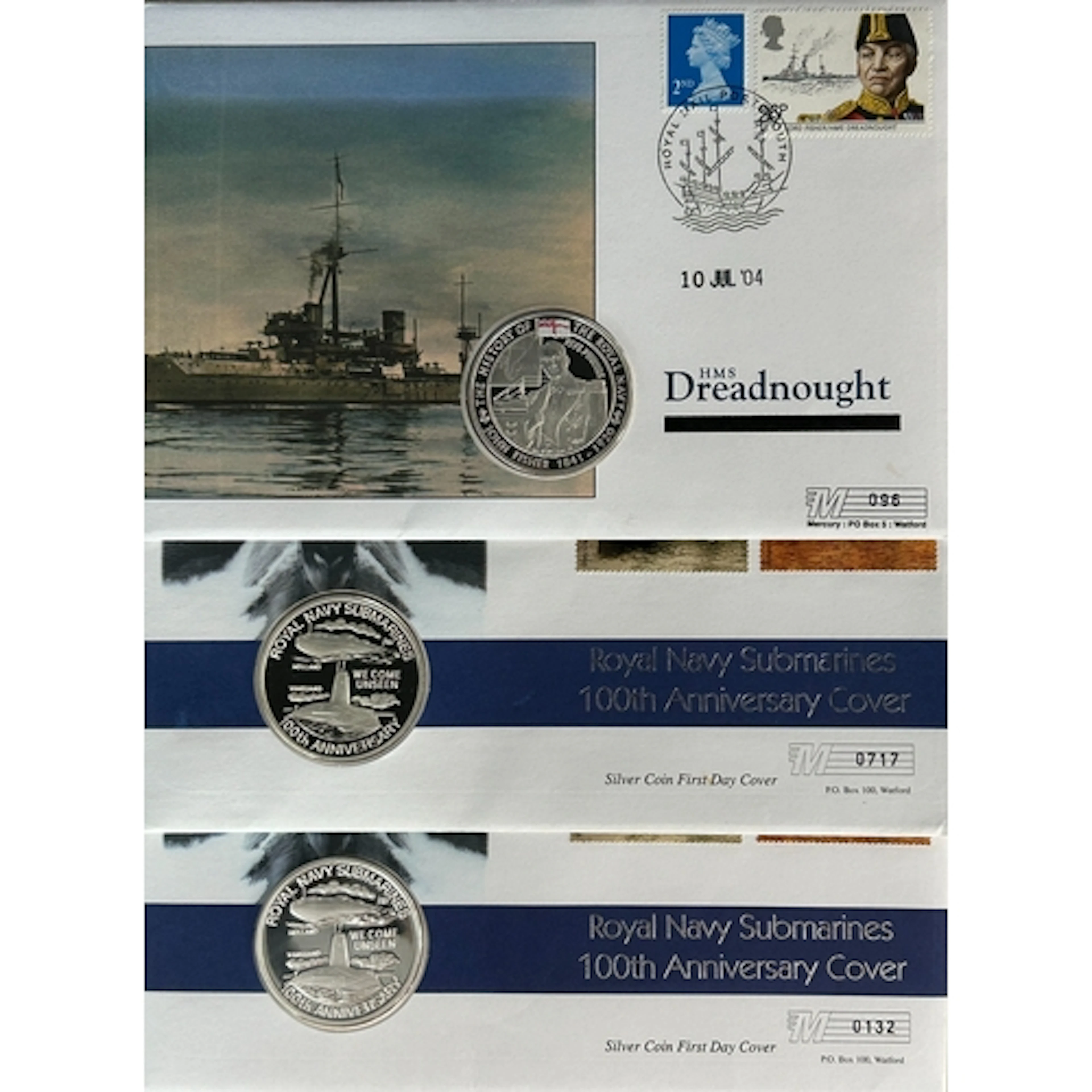 A group of six Military-themed commemorative silver coin cov...