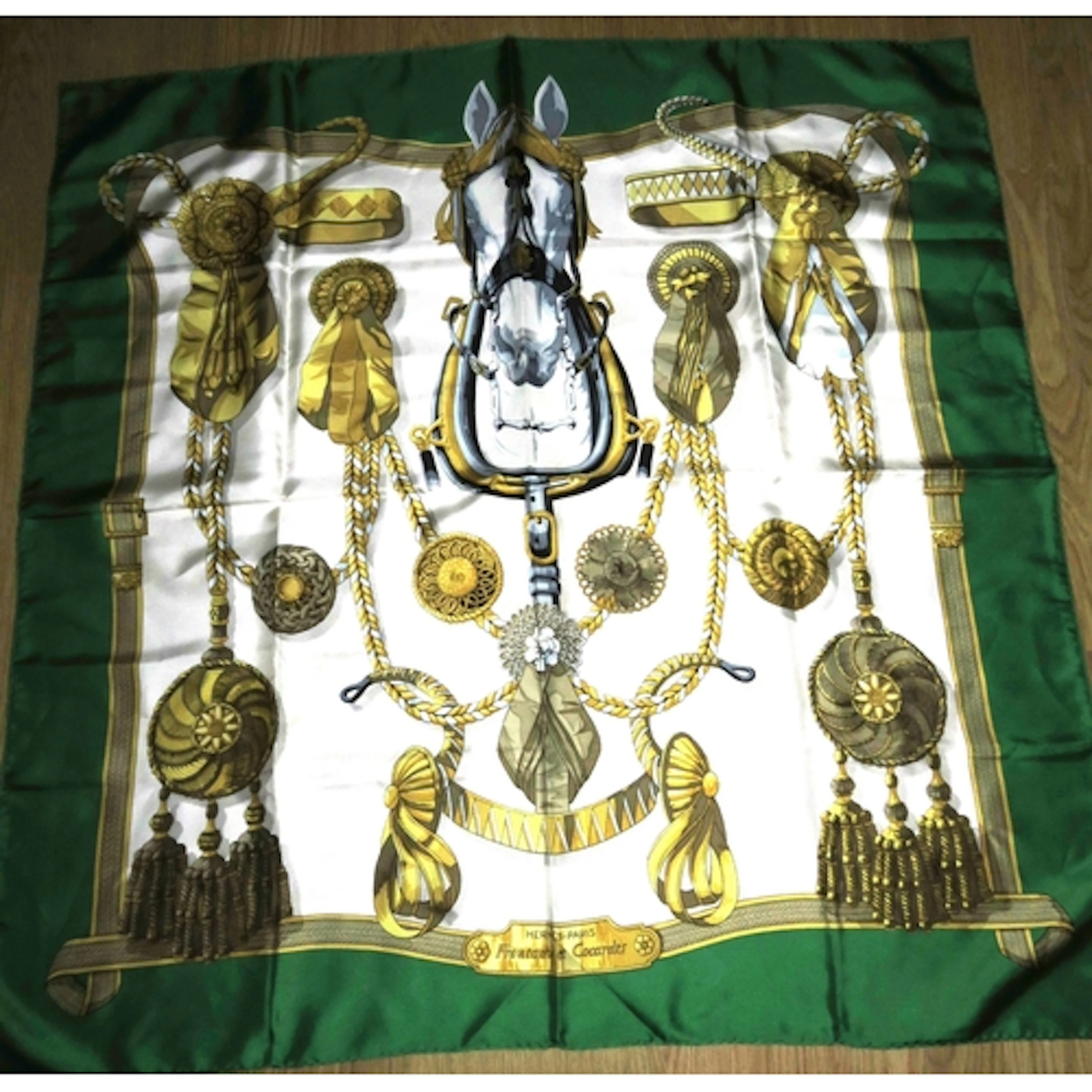 Hermes Frontaux et Cocardes silk head scarf