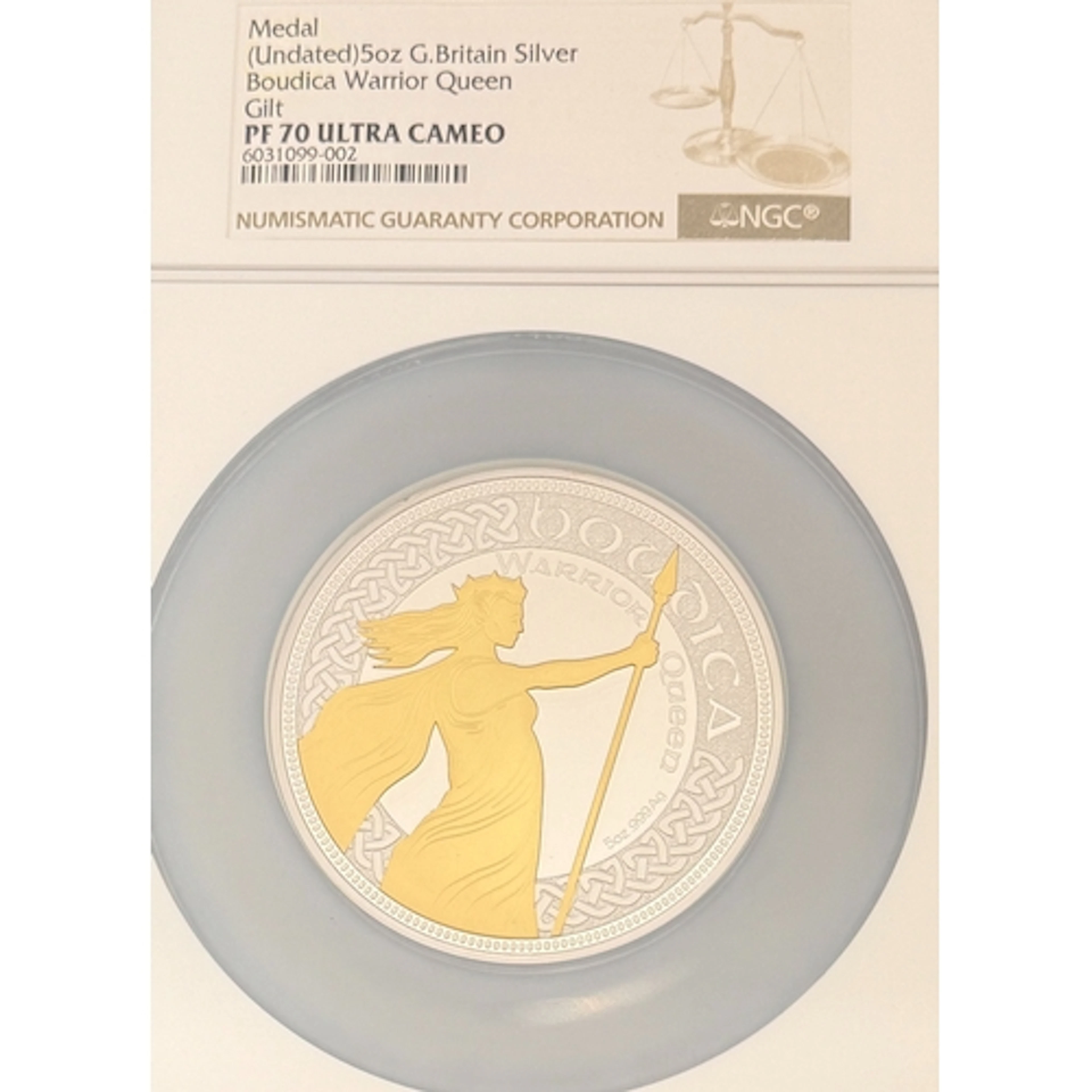 Great Britain Boudica Warrior Queen five-ounce .999 fine sil...