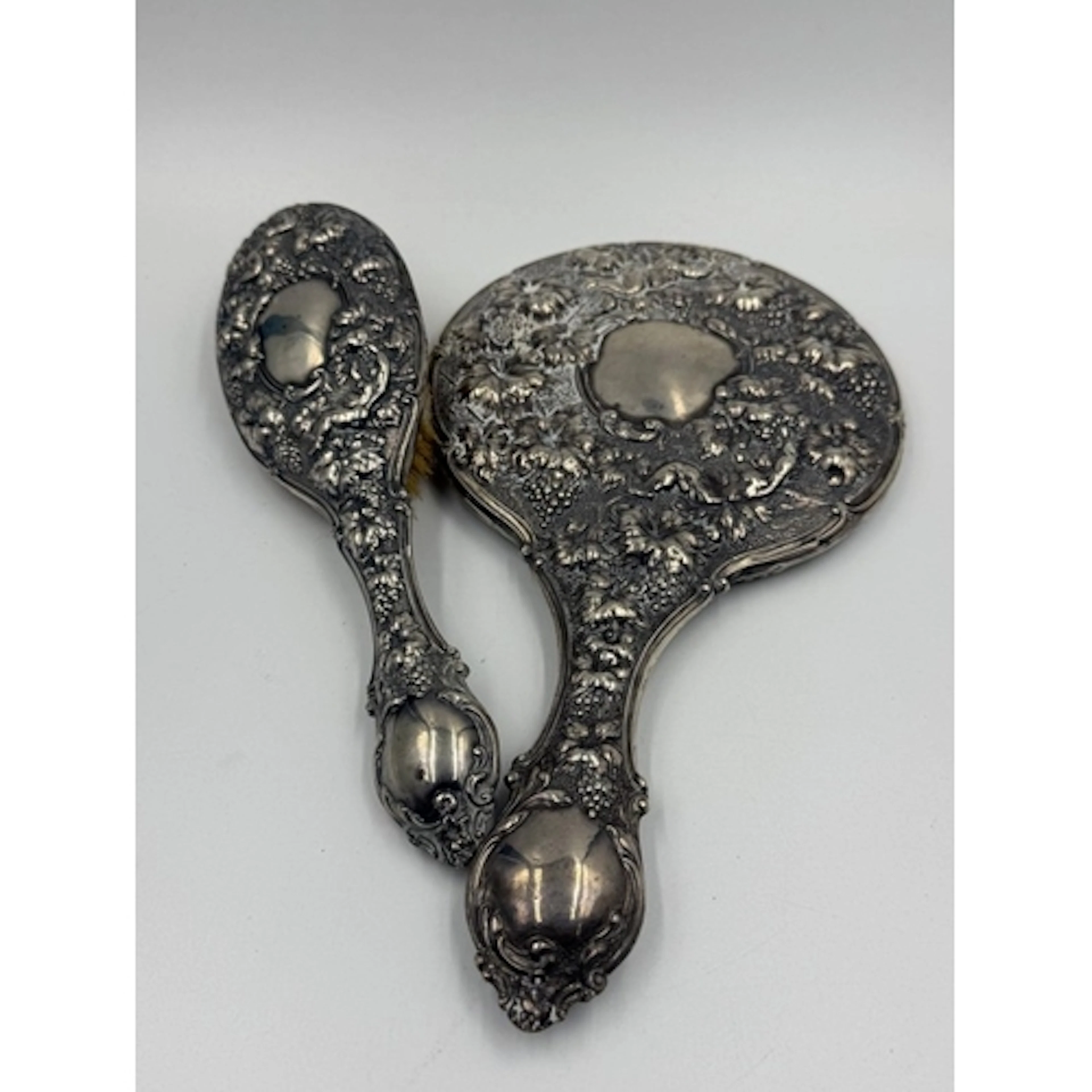 Two Birmingham hallmarked silver backed vanity items to incl...