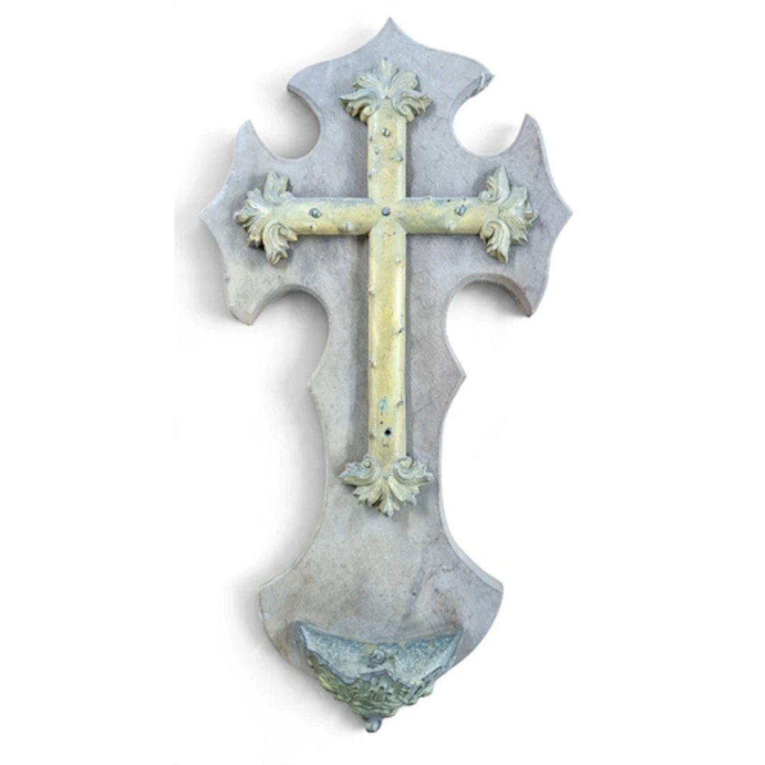 A 19th Century Brass mounted Cruicifix. H 28 cm approx.