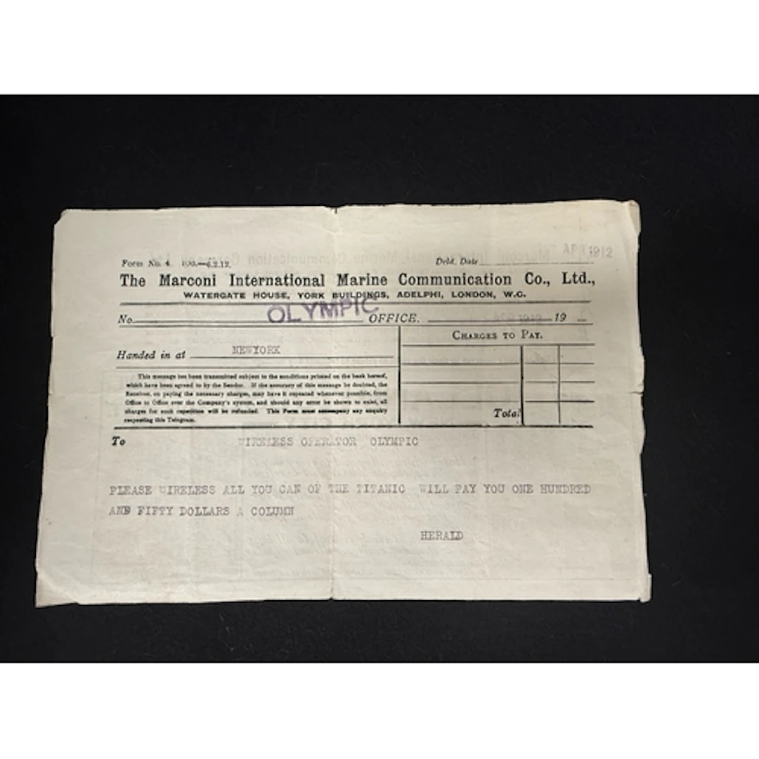 R.M.S. Titanic: R.M.S. Titanic: Marconi telegram received b...