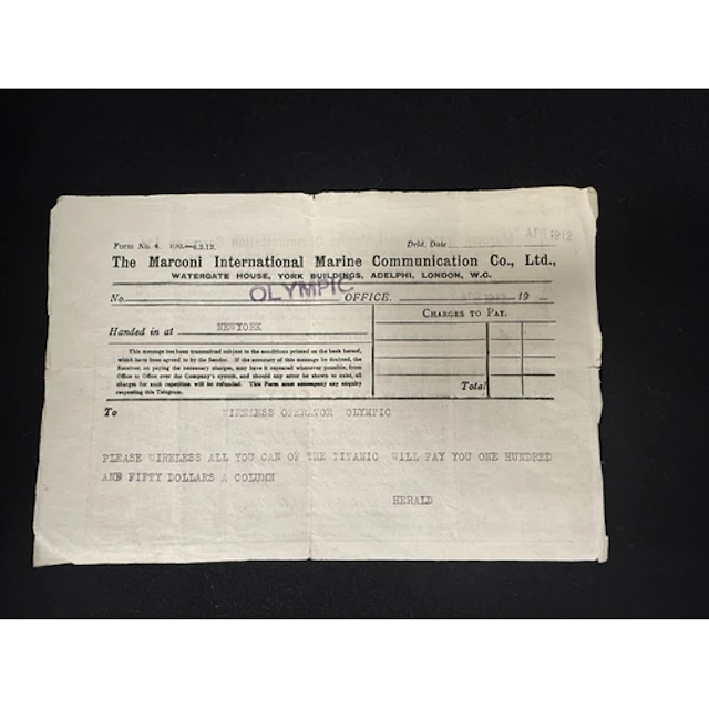 R.M.S. Titanic: R.M.S. Titanic: Marconi telegram received b...