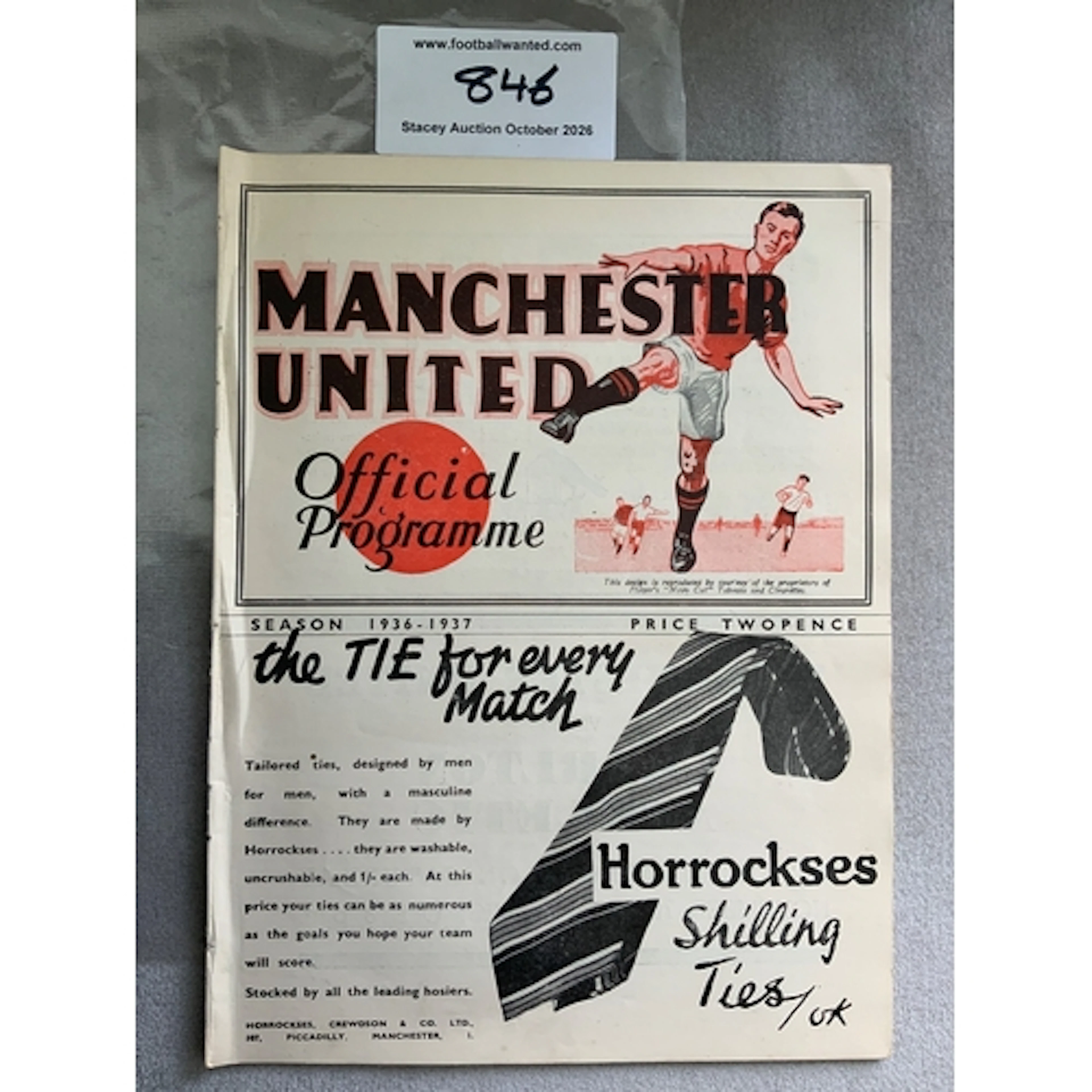 1936 - 1937 Manchester United v Chelsea Football Programme: ...