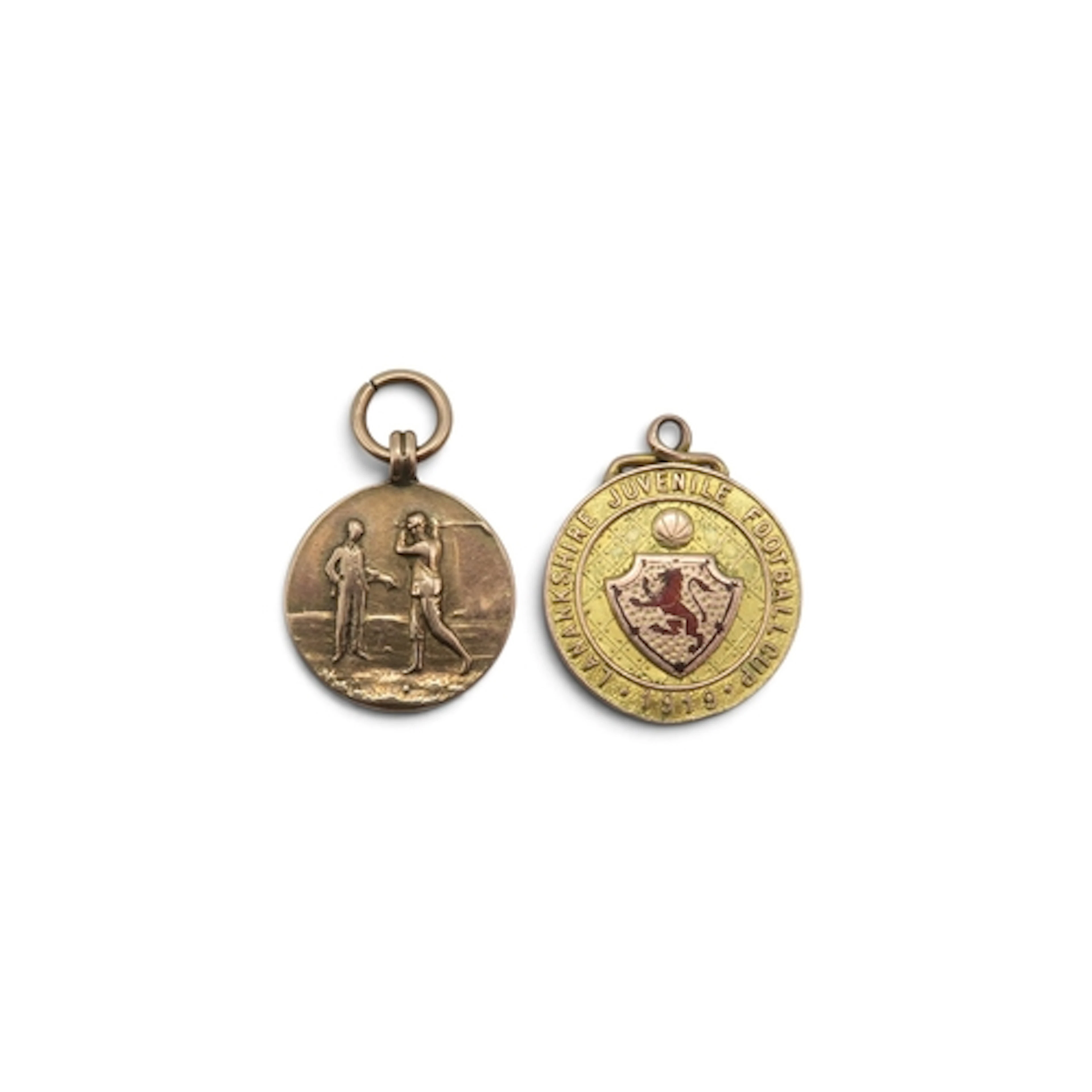 A 9ct gold and enamel Lanarkshire Juvenile Football Cup 1919...