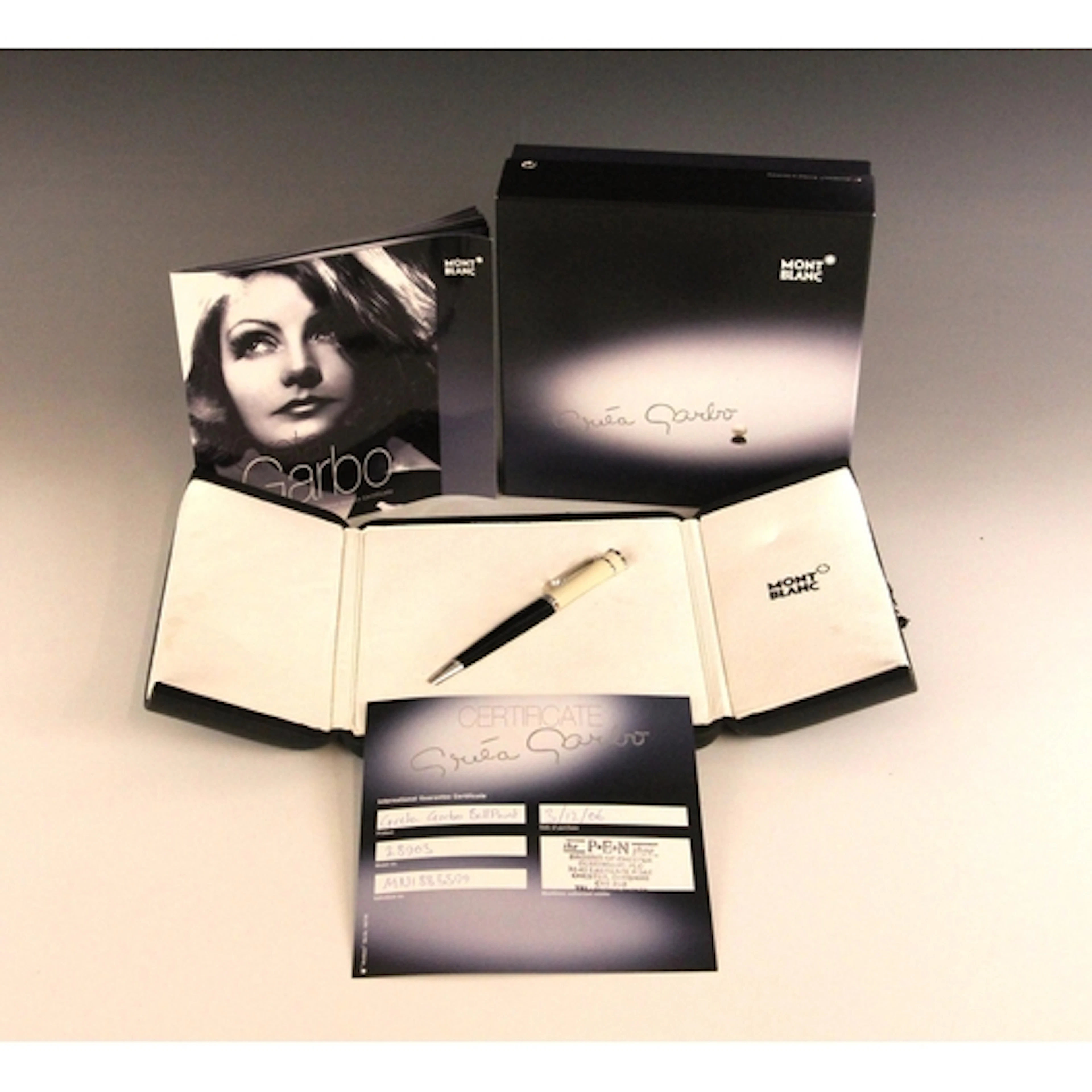 A Mont Blanc 'Greta Garbo' ballpoint pen, the band with engr...