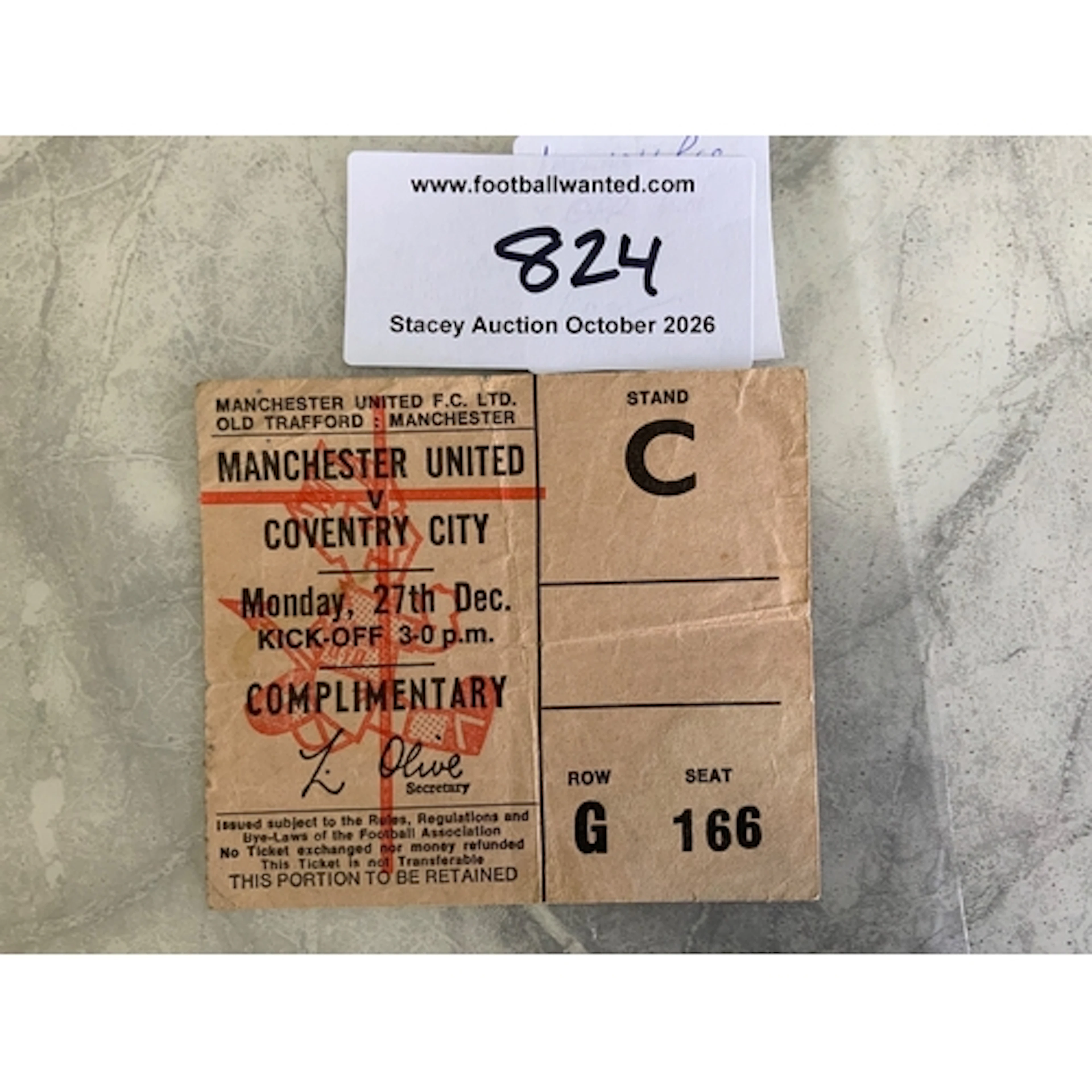 71/72 Manchester United v Coventry City Football Ticket: Goo...