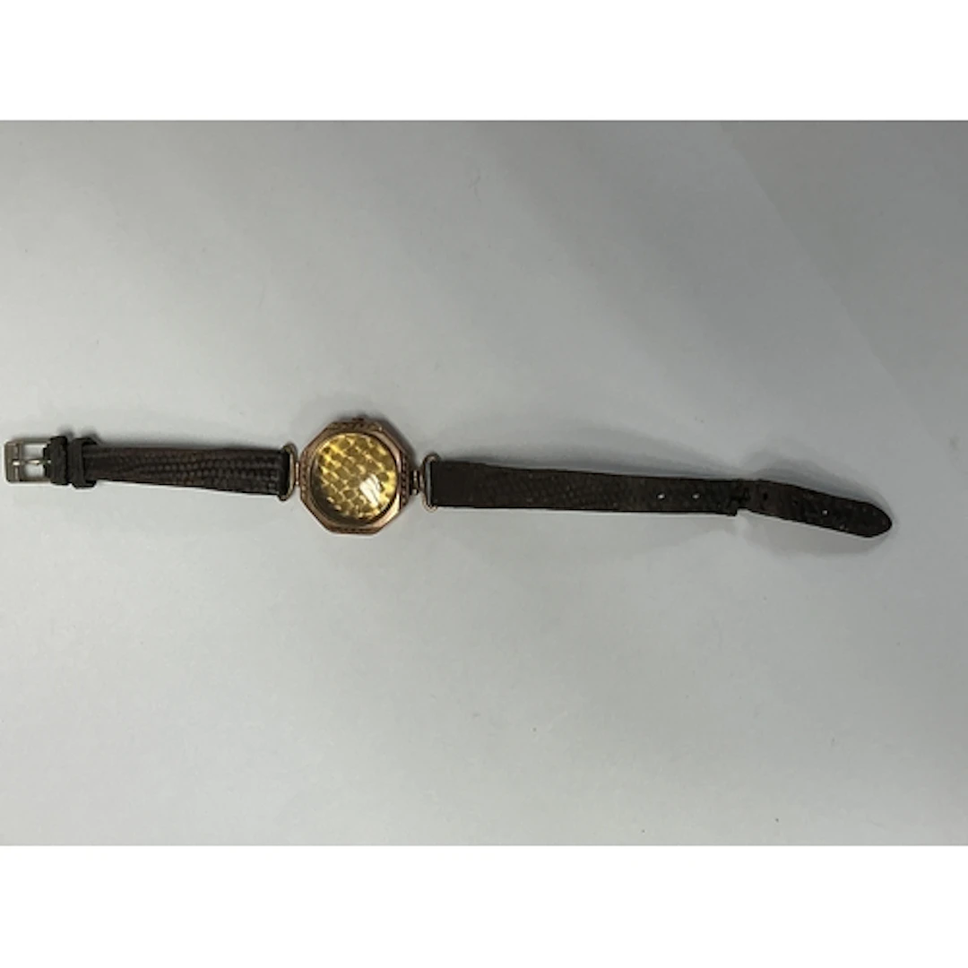 A lady's vintage 9ct gold, empty Rolex wristwatch, having oc...