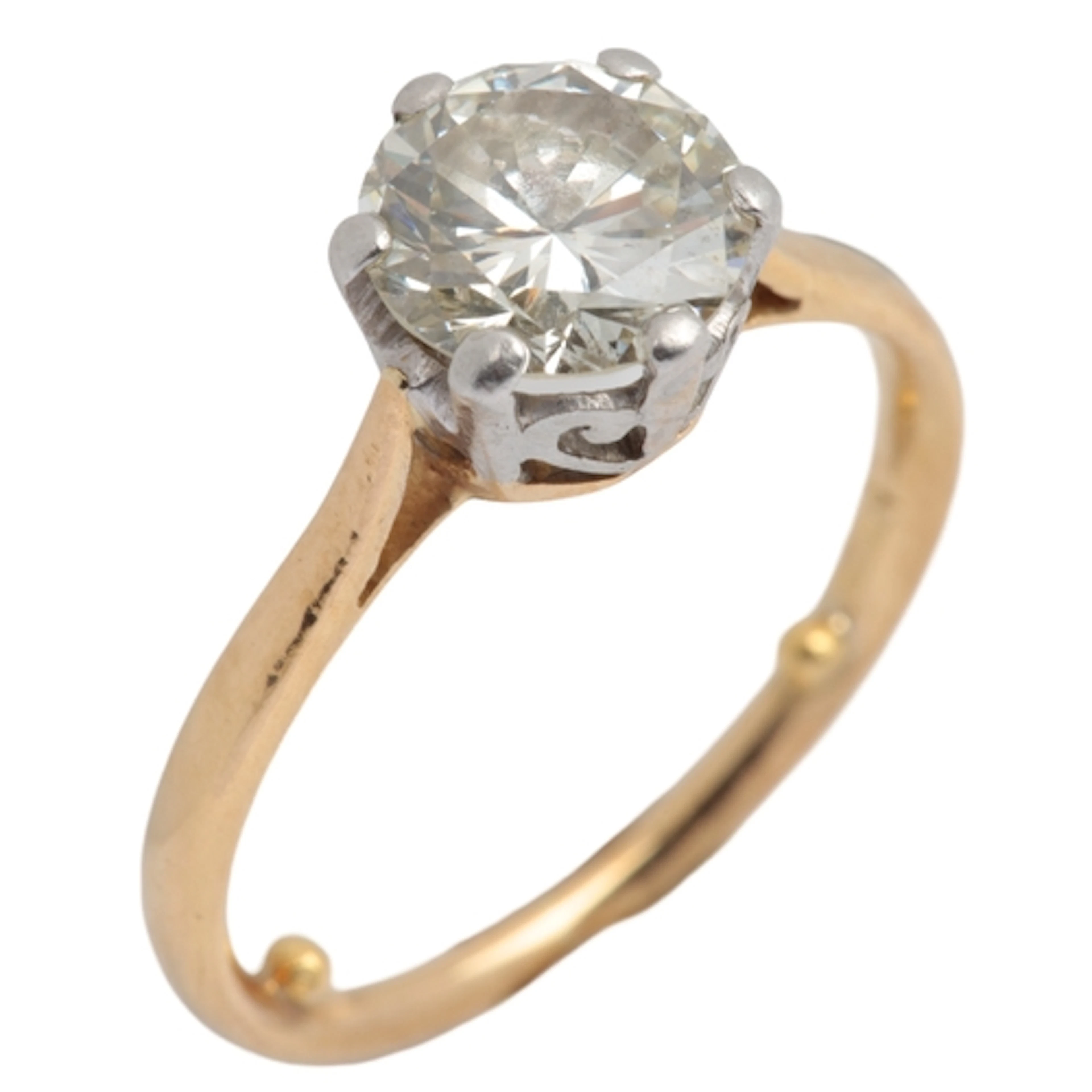 A solitaire diamond ring, claw-set with a brilliant-cut diam...