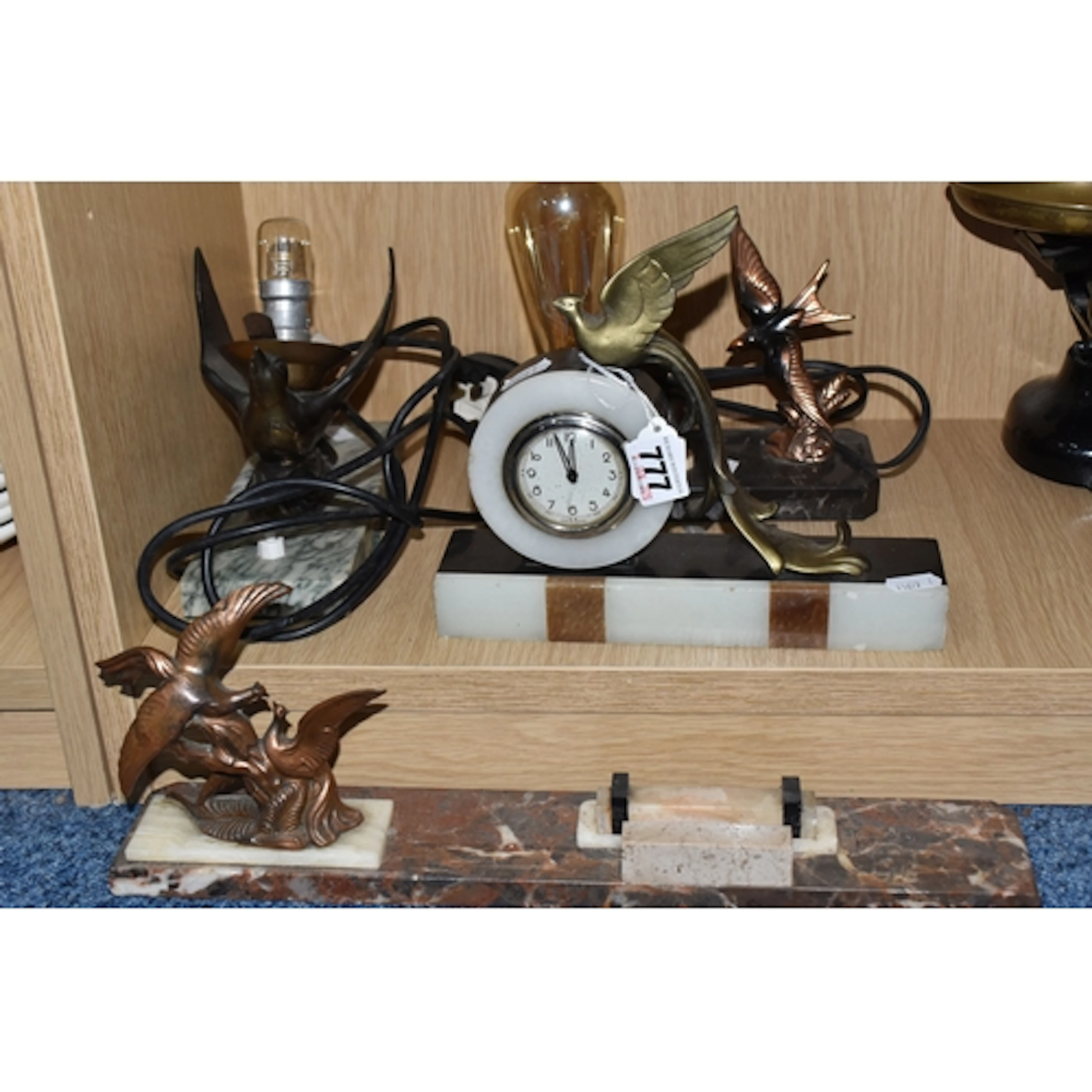 A GROUP OF ART DECO TABLE LAMPS, AND TABLE TOP ITEMS, compri...