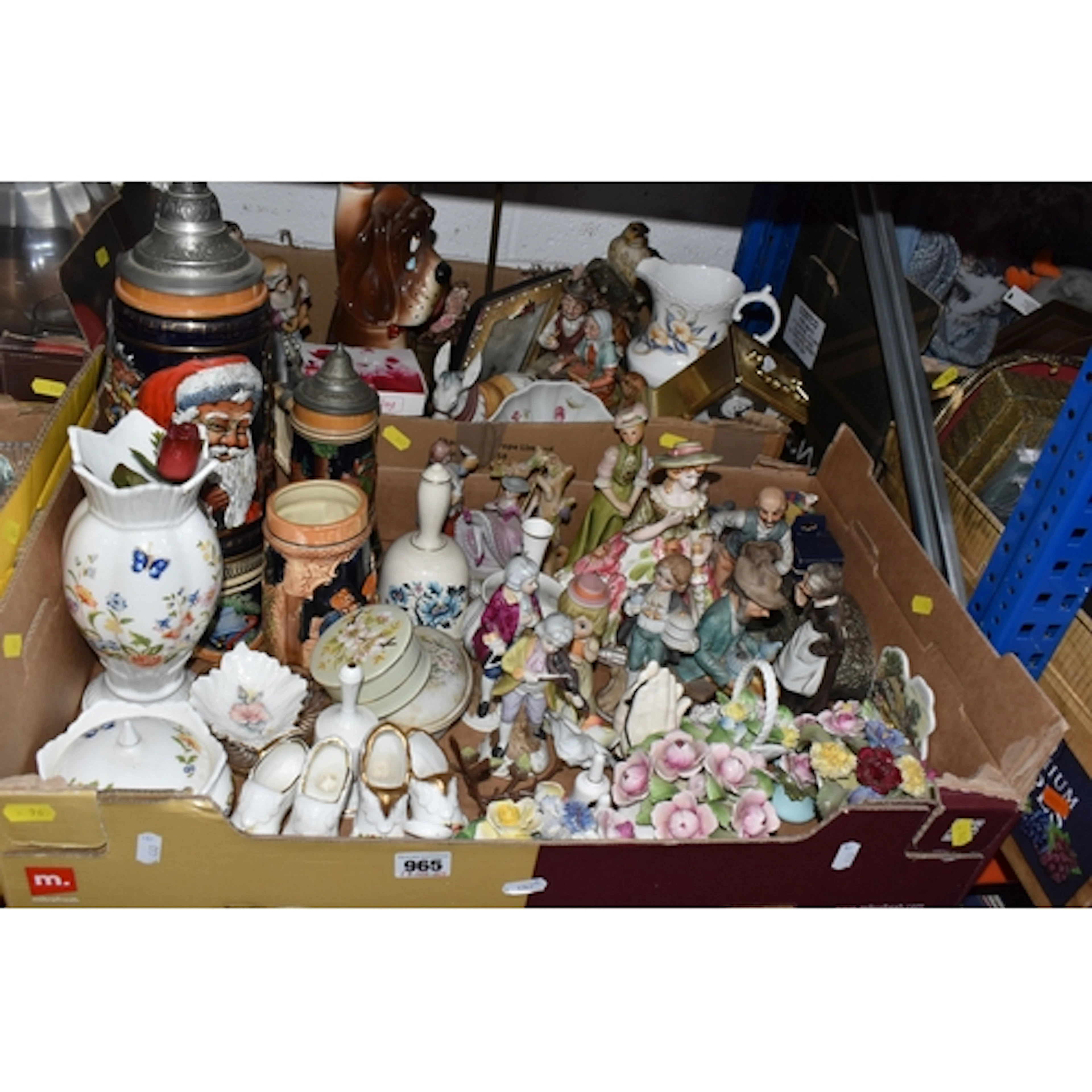 TWO BOXES OF CERAMIC GIFTWARE, to include a large King Germa...