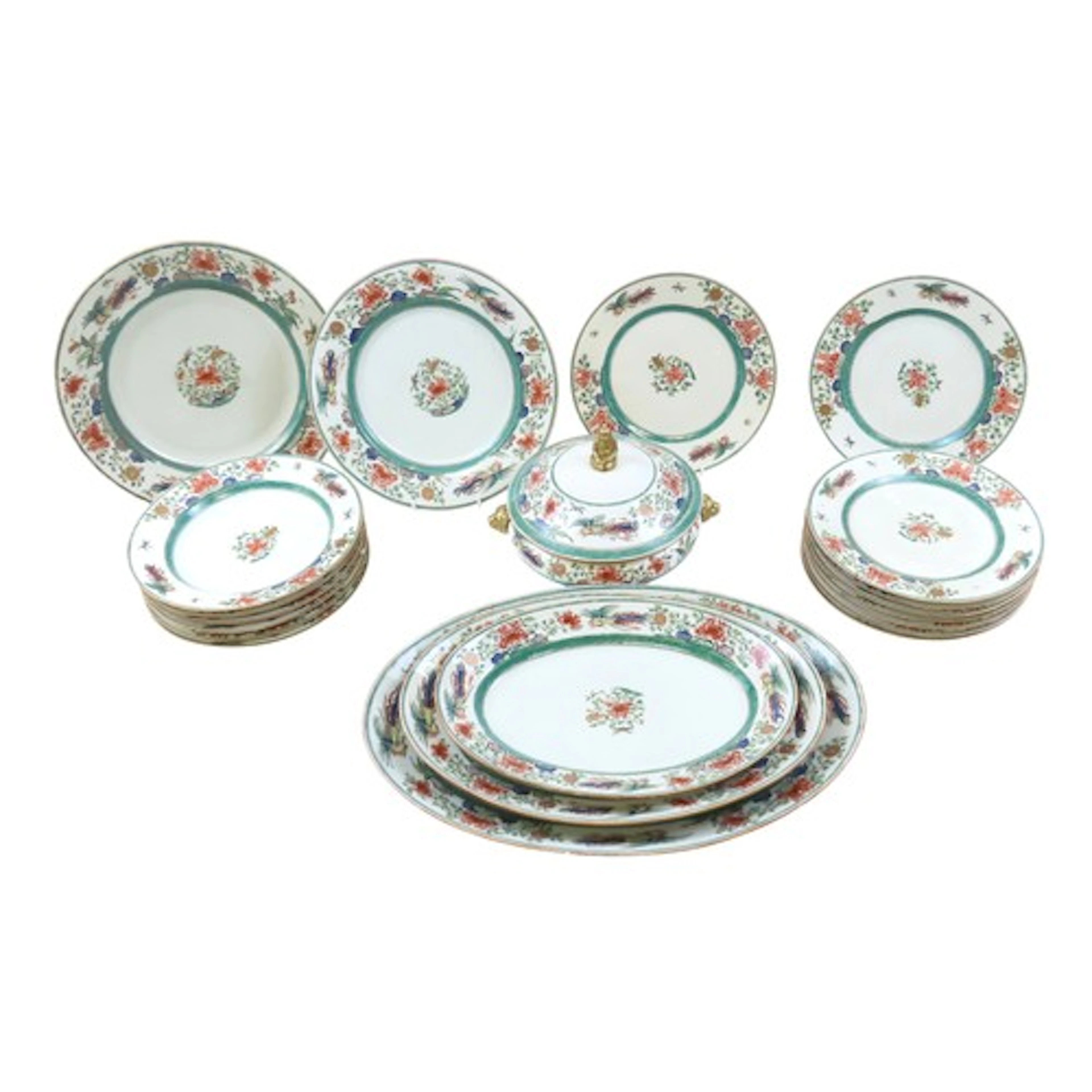 A SAMSON FAMILLE VERTE PART DINNER SERVICE LATE 19TH CENTURY...