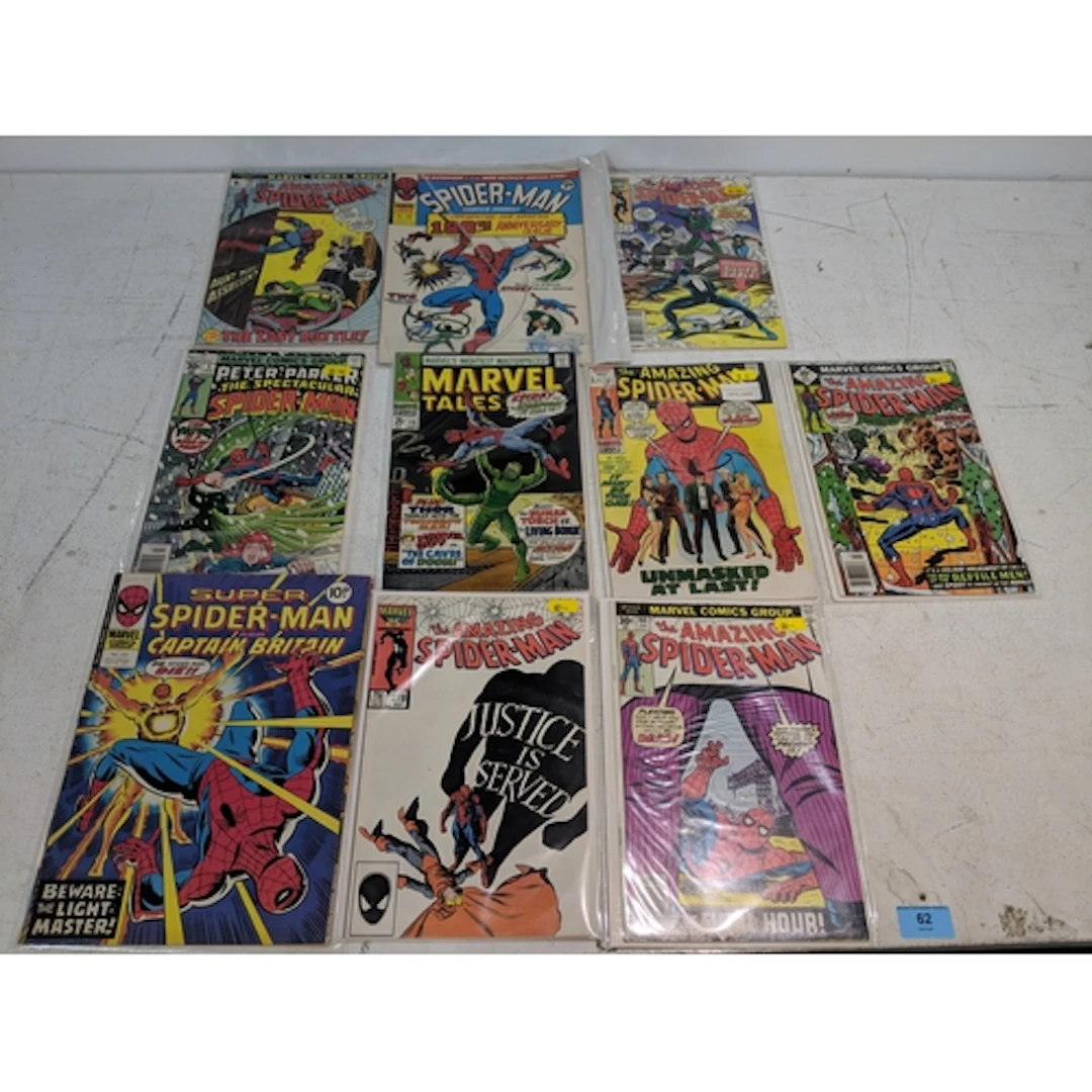 Ten Spiderman comics mainly from 1970's to include one issue...
