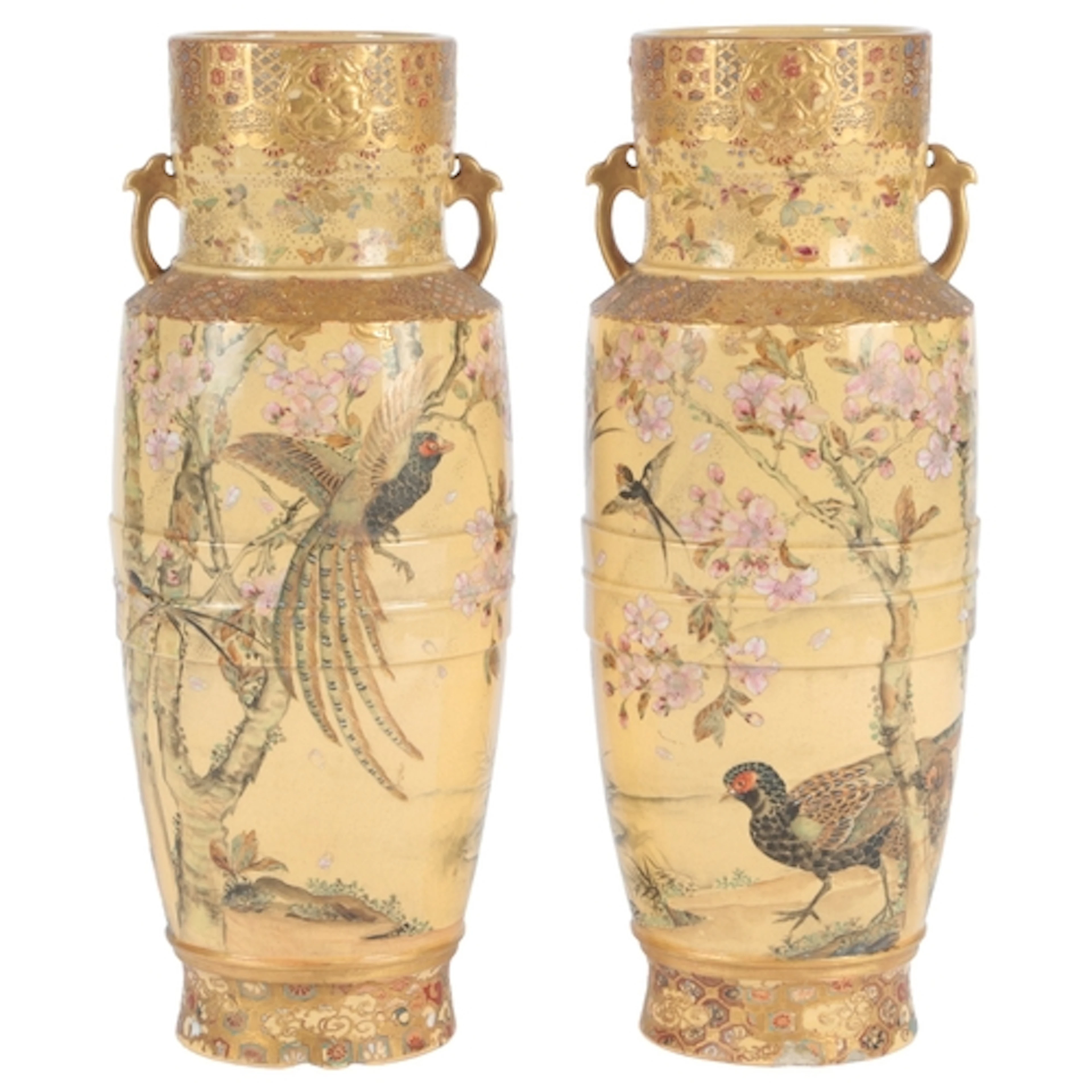 A pair of Japanese Satsuma style vases, Kobé, Meiji period, ...