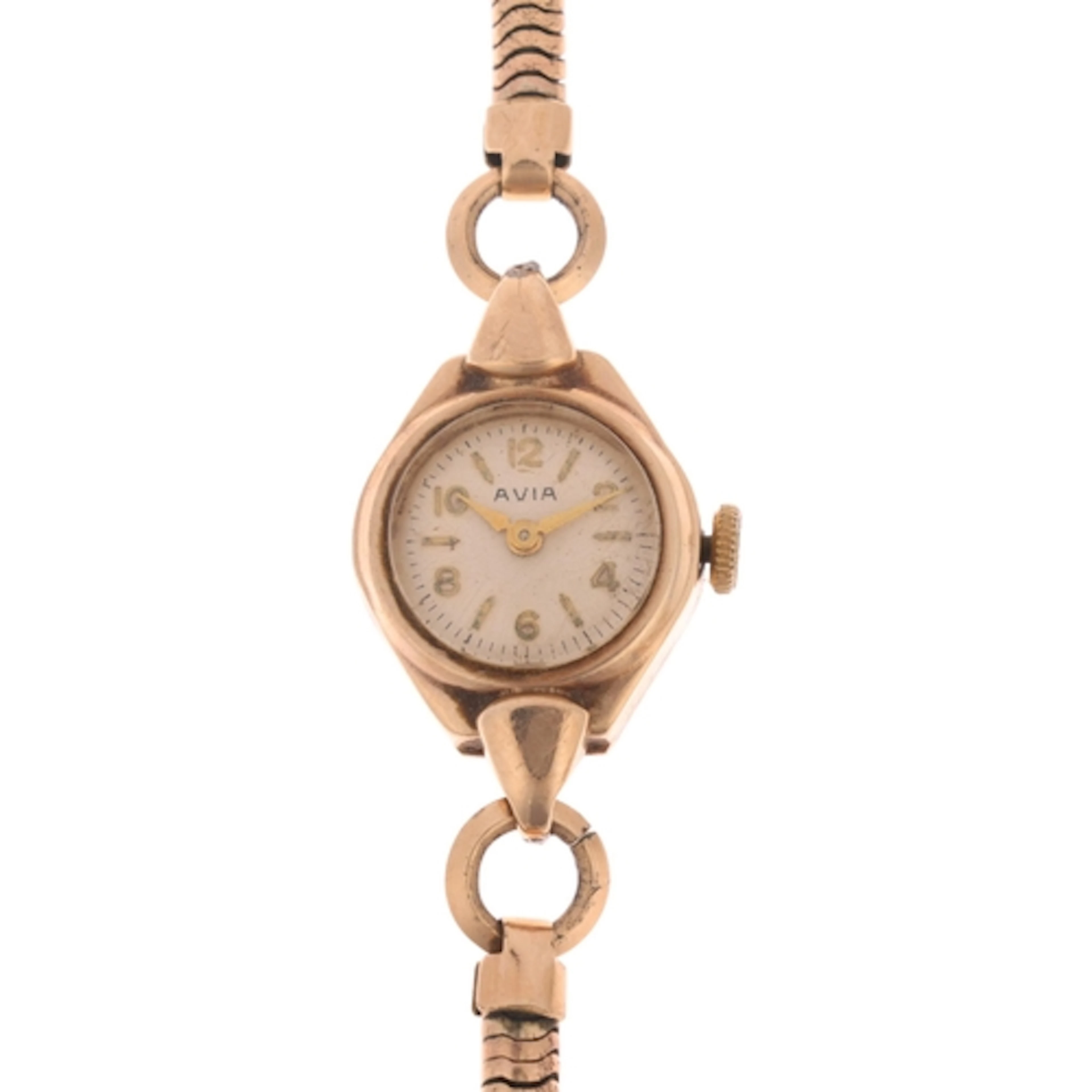 AVIA - a lady's Vintage 9ct gold mechanical wristwatch, silv...