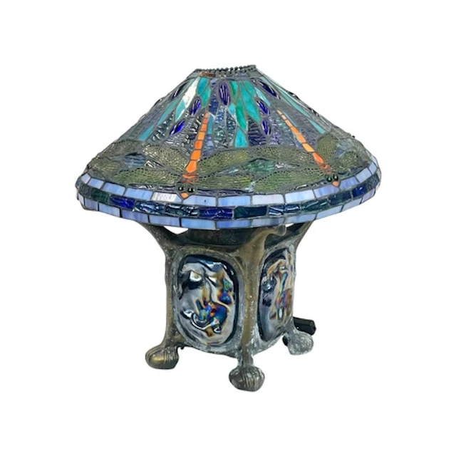 A Tiffany style table lamp. Late 20th century, with a colour...