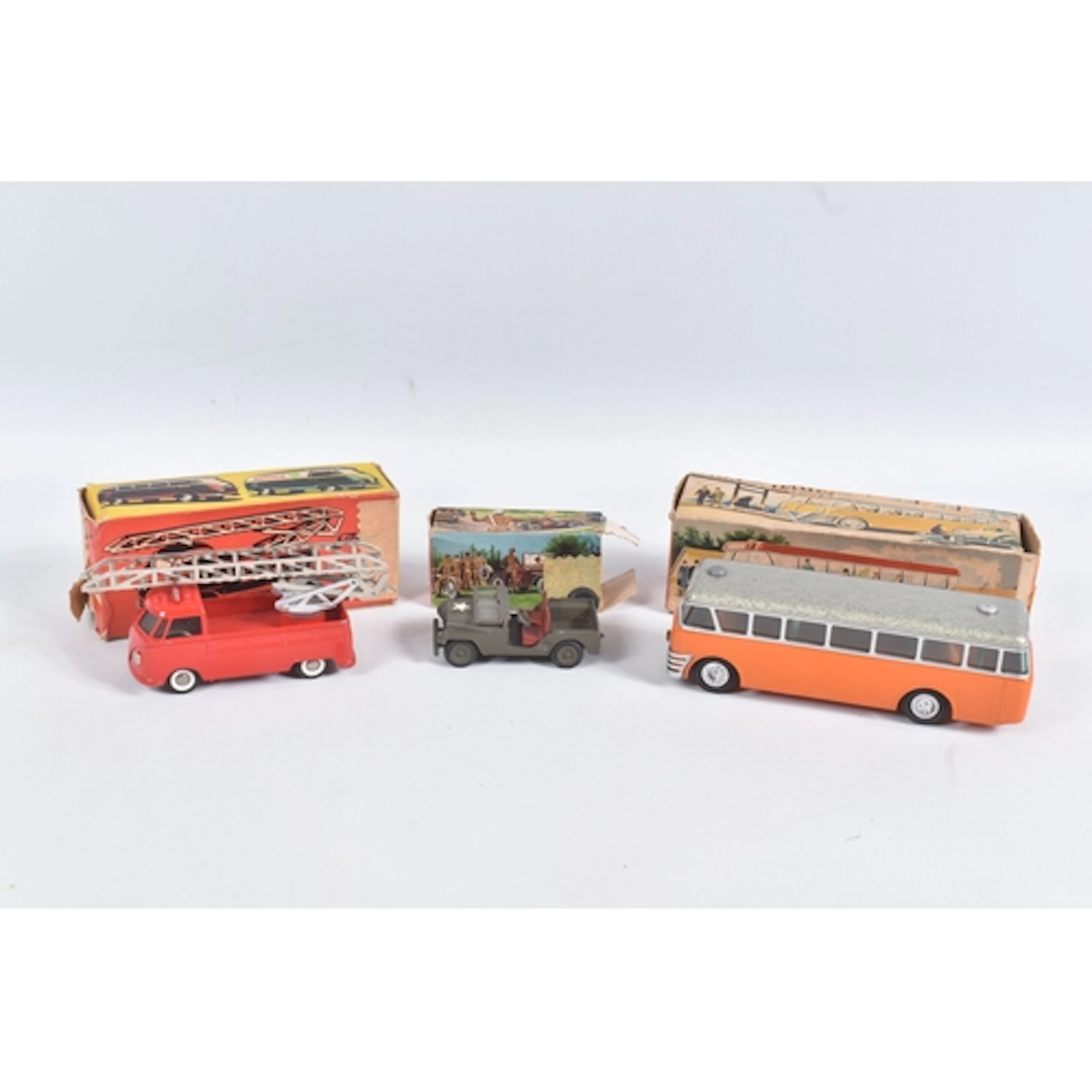 THREE BOXED VINTAGE TEKNO DIECAST VEHICLES, U.S. Military Wi...