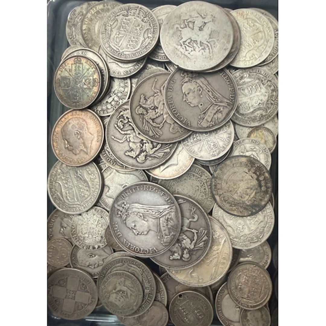 A collection of circulated UK pre-1920 silver coins, denomin...