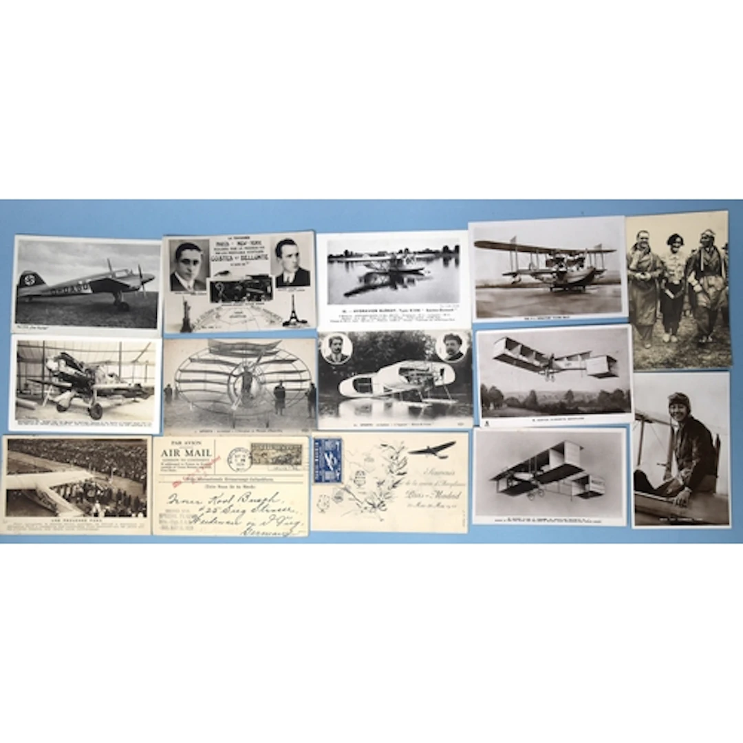 Early aviation, an album of forty-six postcards of planes an...
