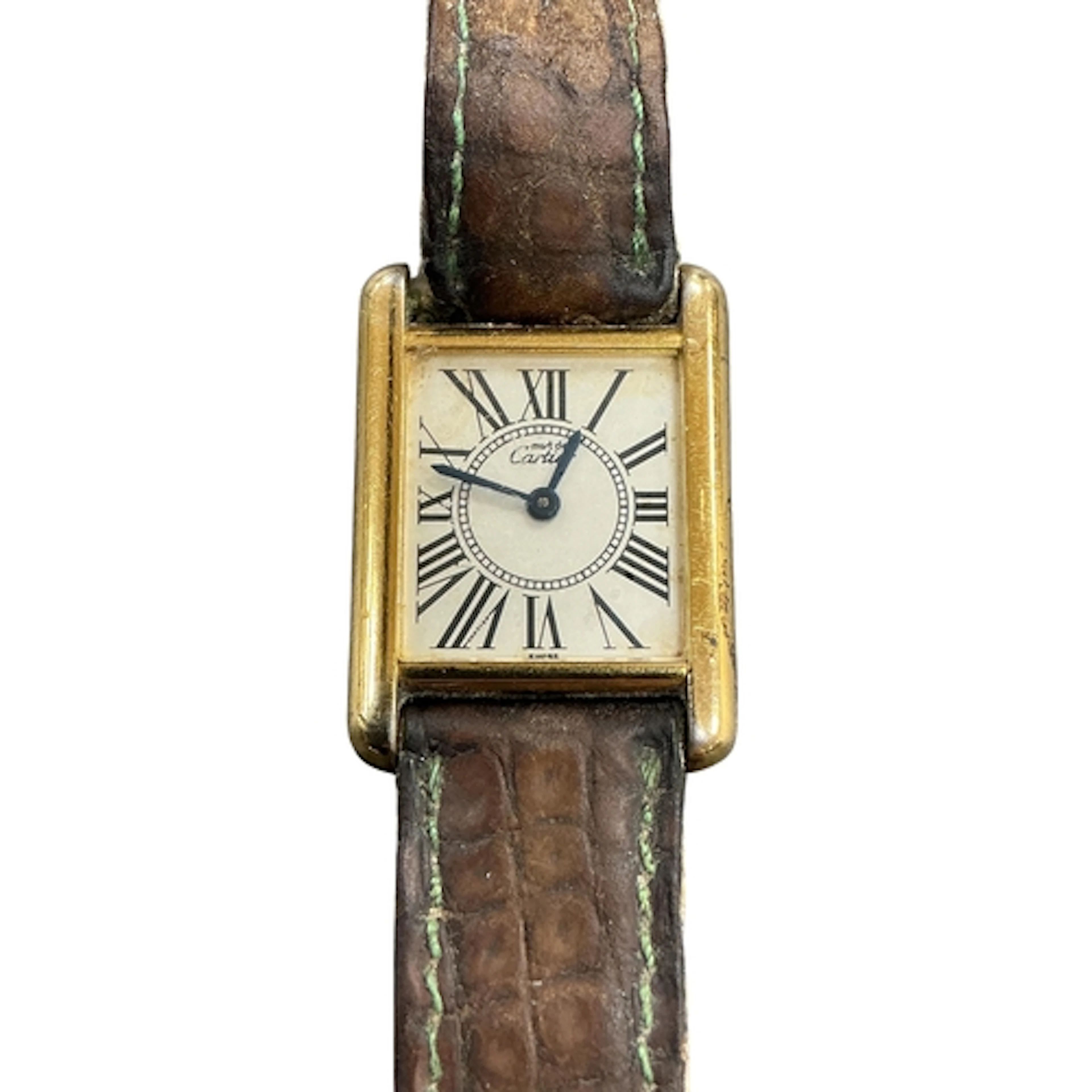 A lady's silver gilt Cartier Vermeil Tank quartz wrist watch...