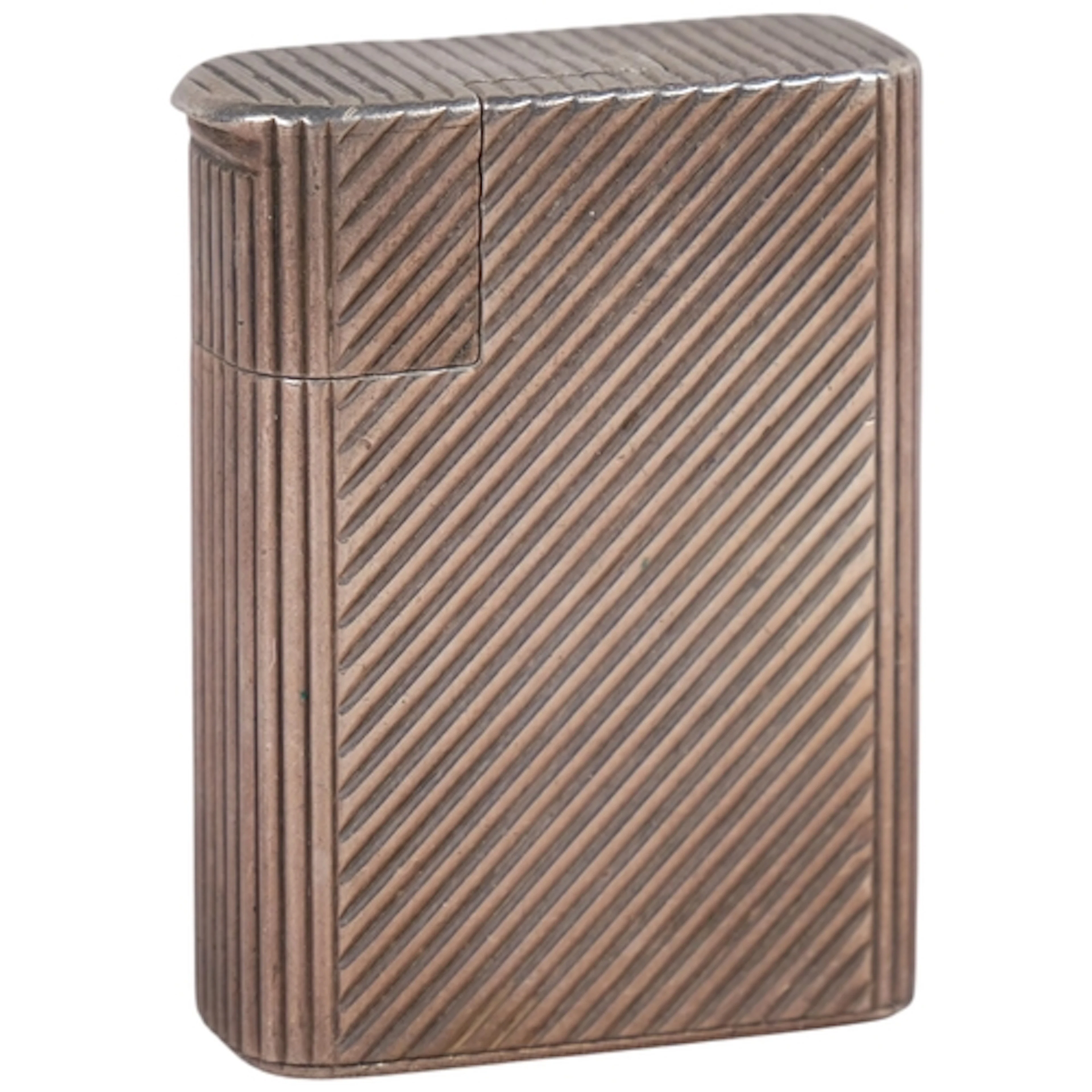 A French silver pocket lighter, allover reeded decoration, m...