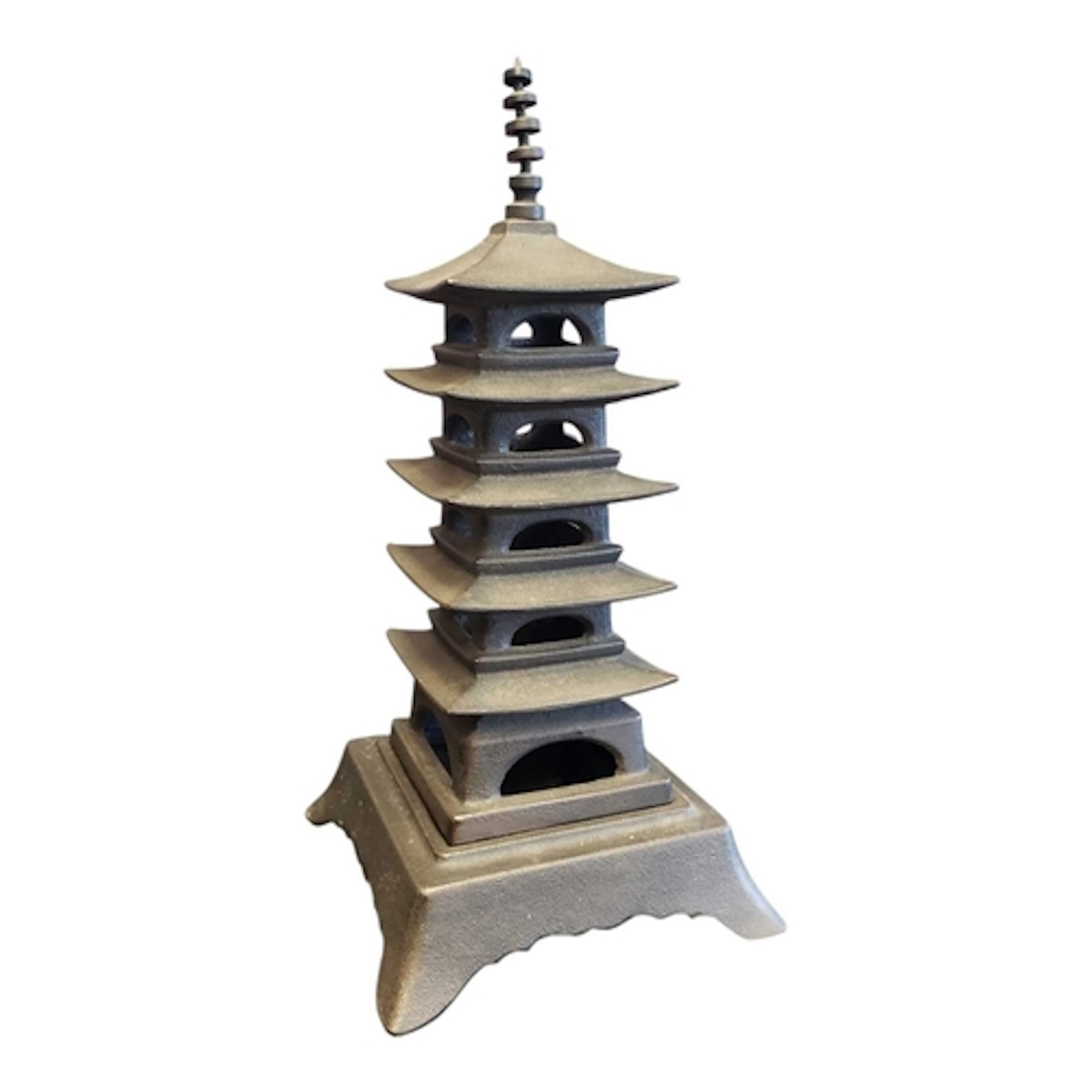 Late 20th century vintage cast iron Japanese Pagoda candle l...
