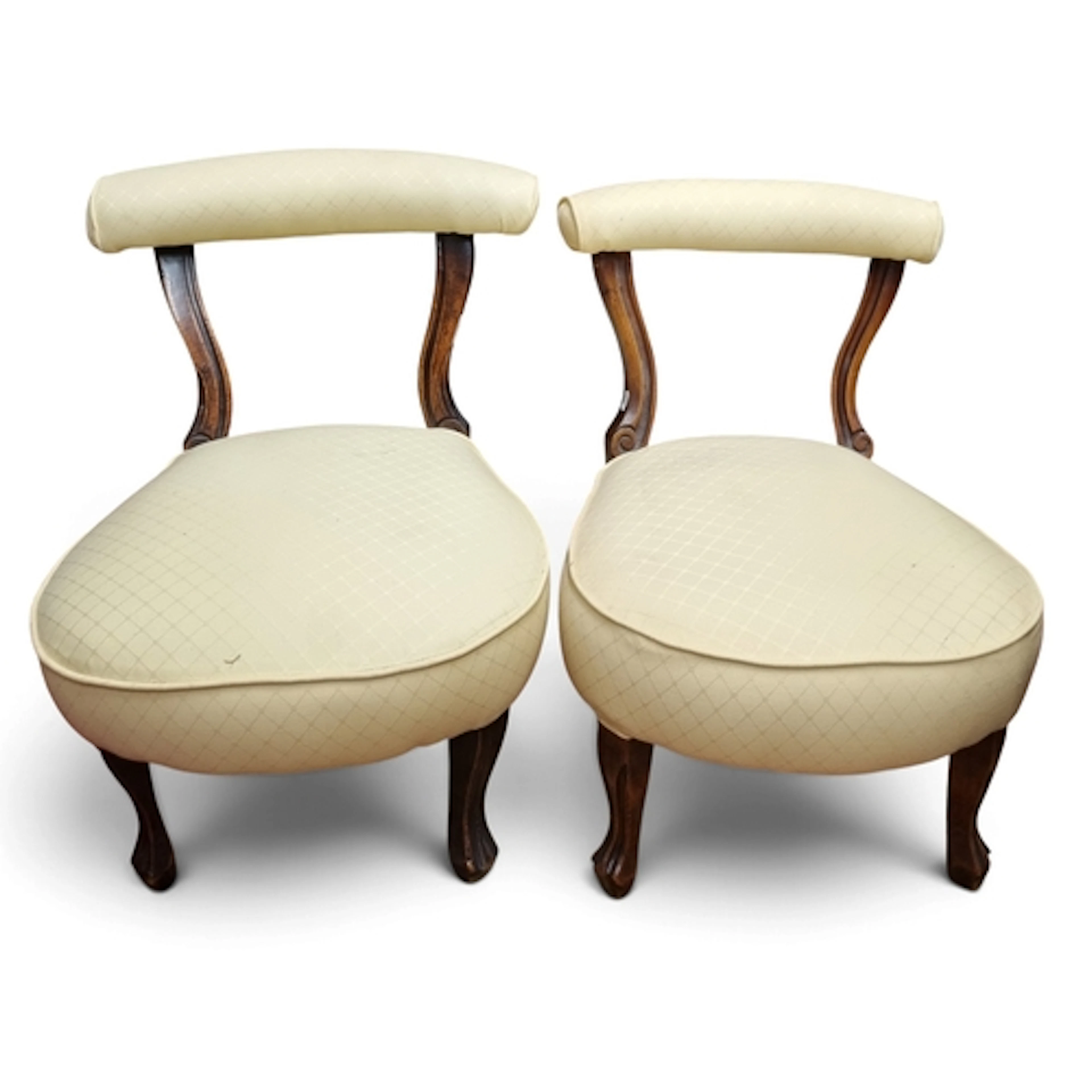 A nice pair of 19th Century bedroom Chairs with gold upholst...