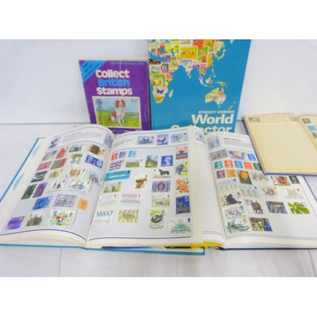 Collection of world stamp albums including Great Britain, Ho...