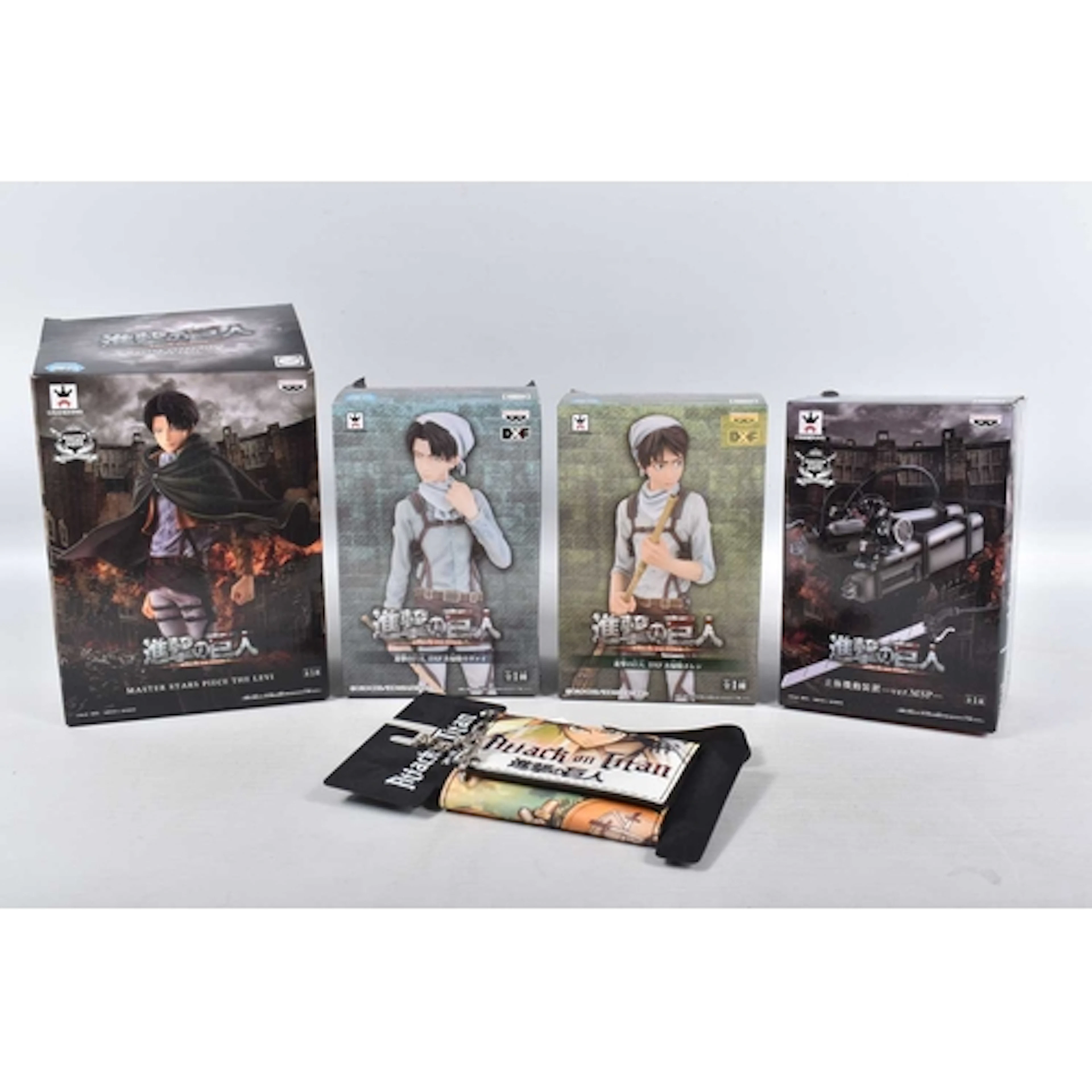 FOUR BOXED BANPRESTO ATTACK ON TITAN ACTION FIGURES, to incl...