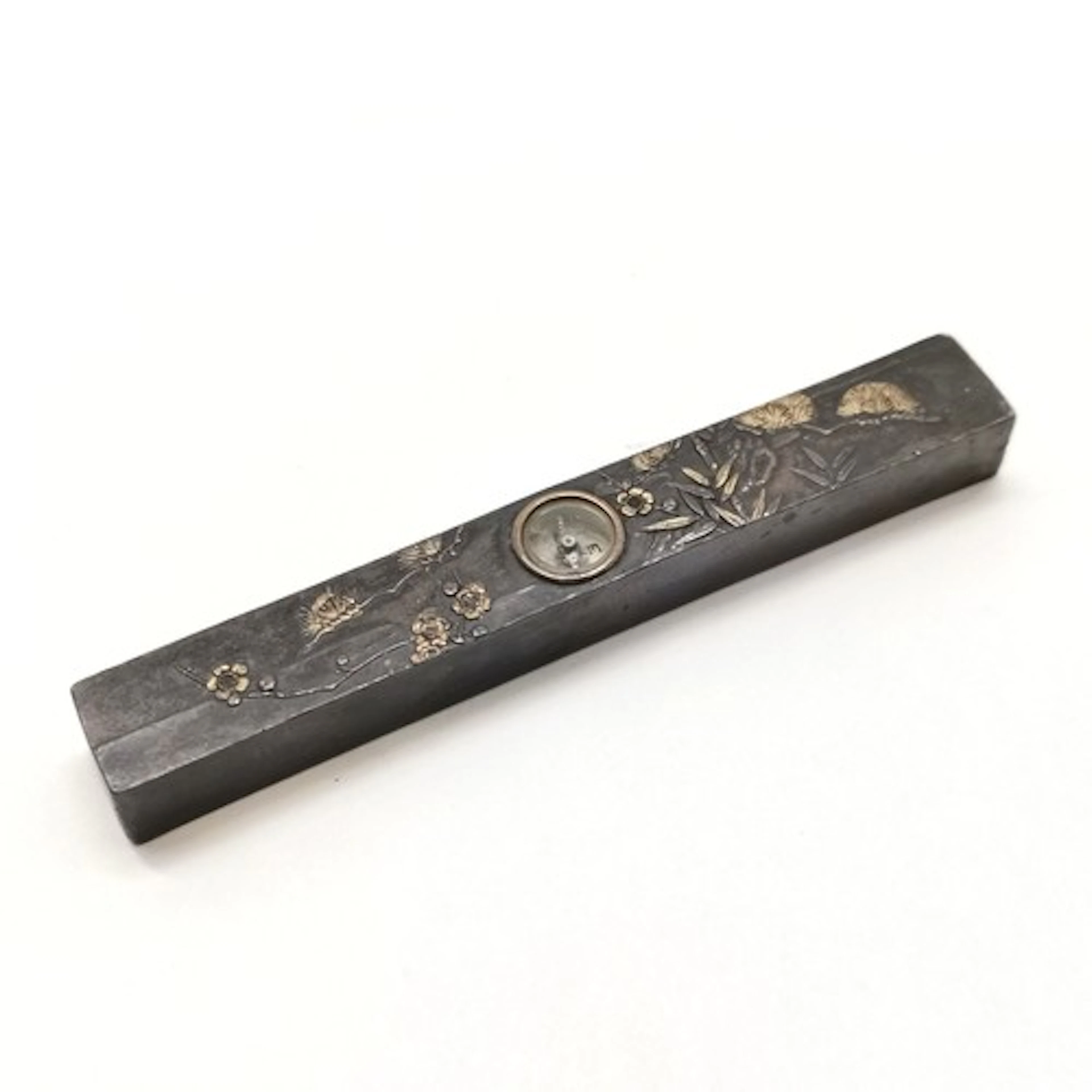 Antique Japanese compass metal desk weight - 9cm ~ slight di...