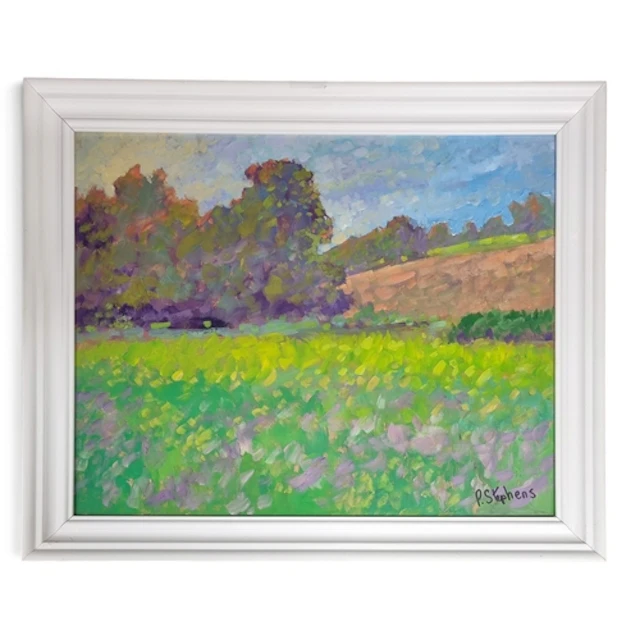 Paul Stephens. A 20th Century Abstract Oil on Board of a Cou...