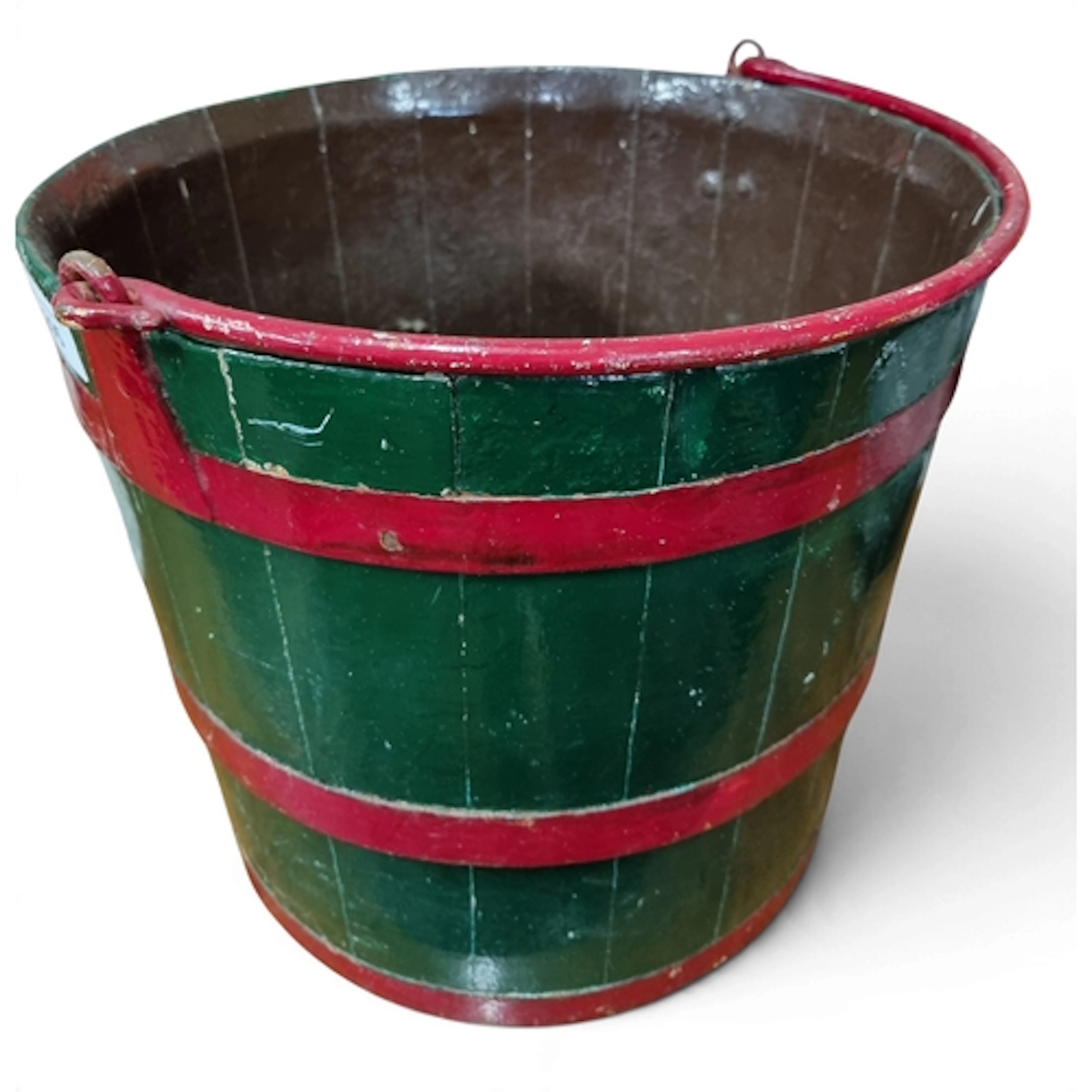 A good 19th Century Irish peat Bucket with handle now painte...