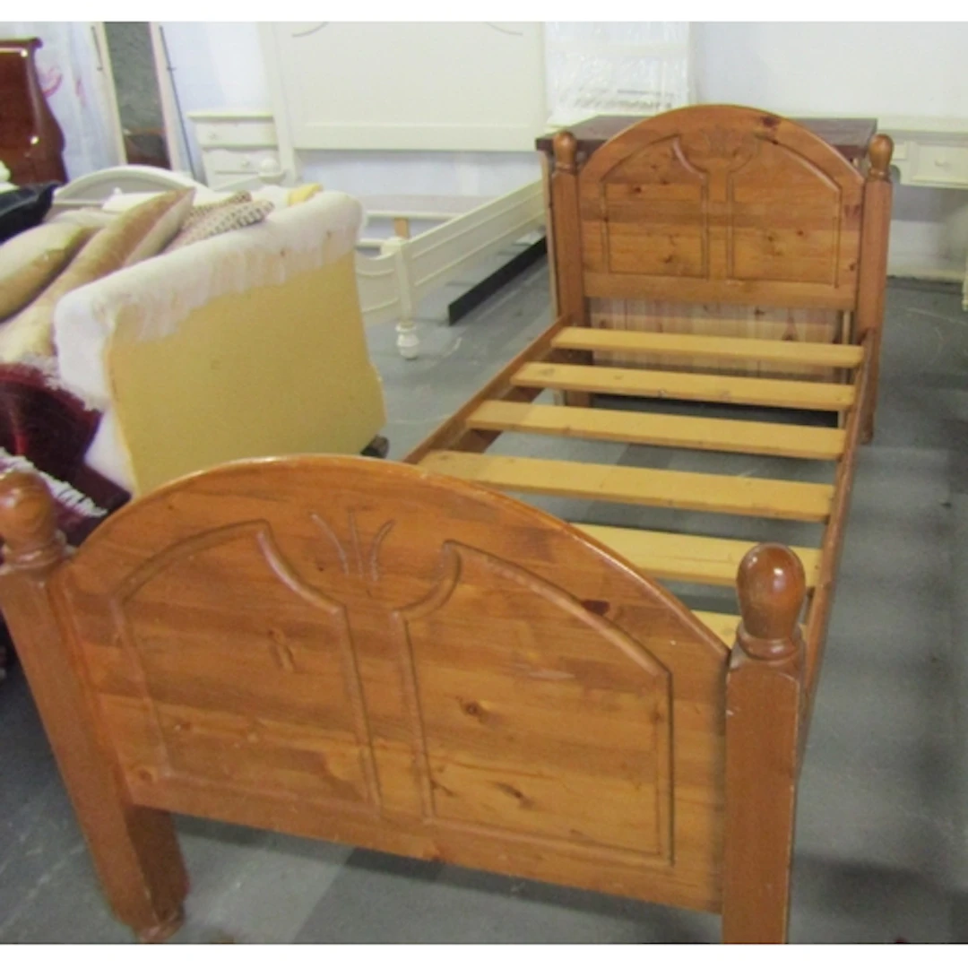 Carved Pine Single Bed with Cross Rails Sound Construction