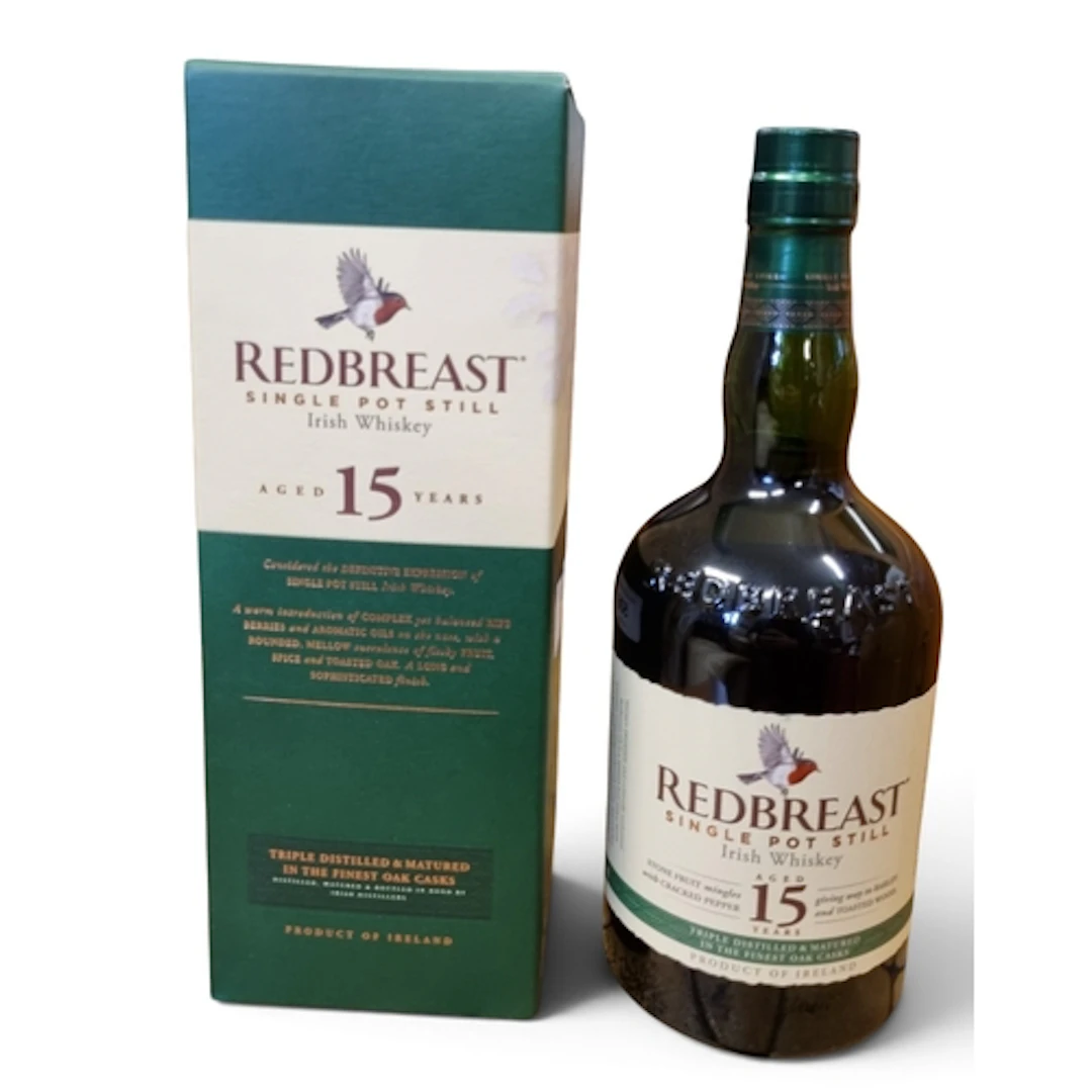 A Redbreast Single Pot Still 15 Year Old Irish Whiskey.