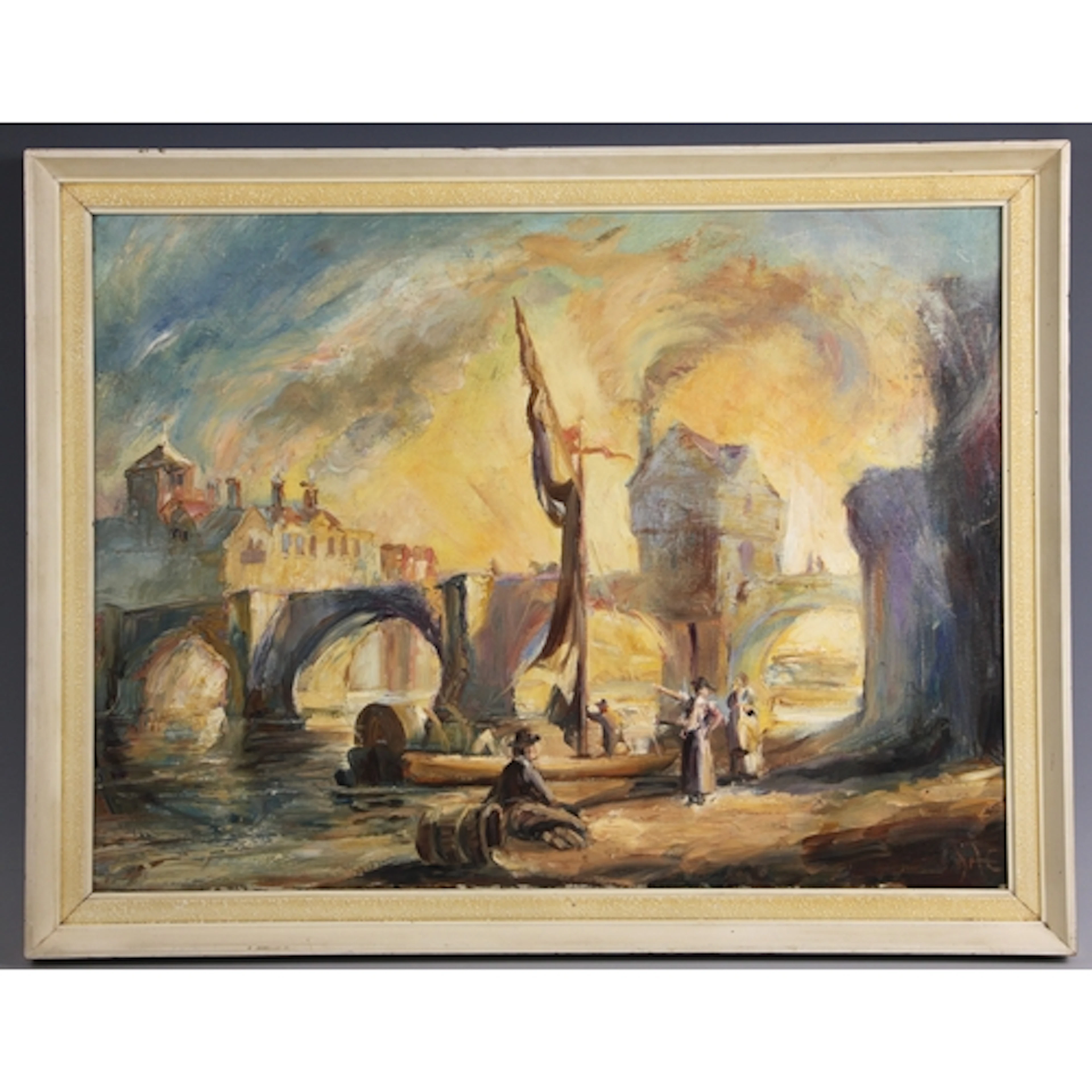 English school (20th century), The Old Bewdley Bridge, O...