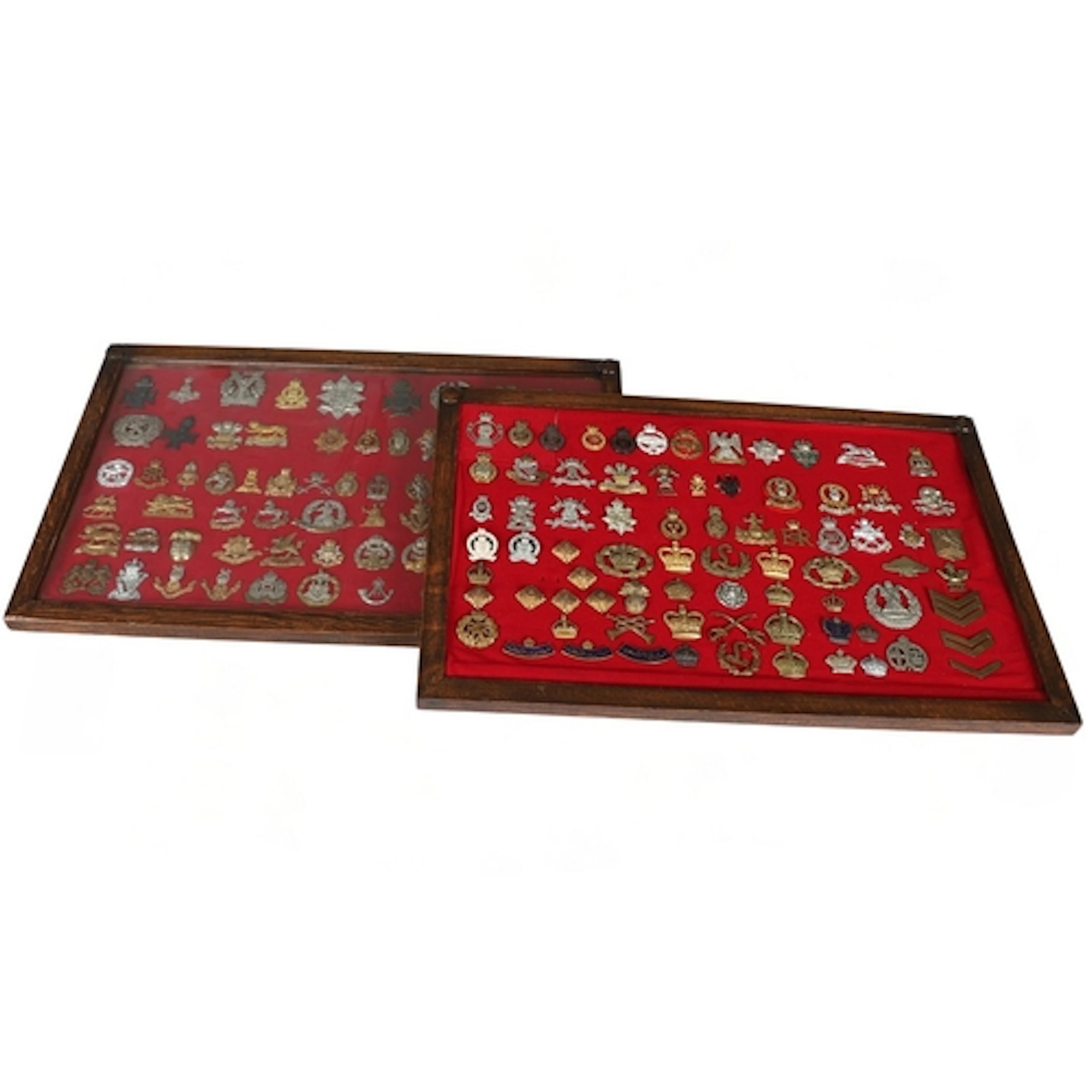 A COLLECTION OF BRITISH MILITARY CAP BADGES, MOUNTED IN TWO ...