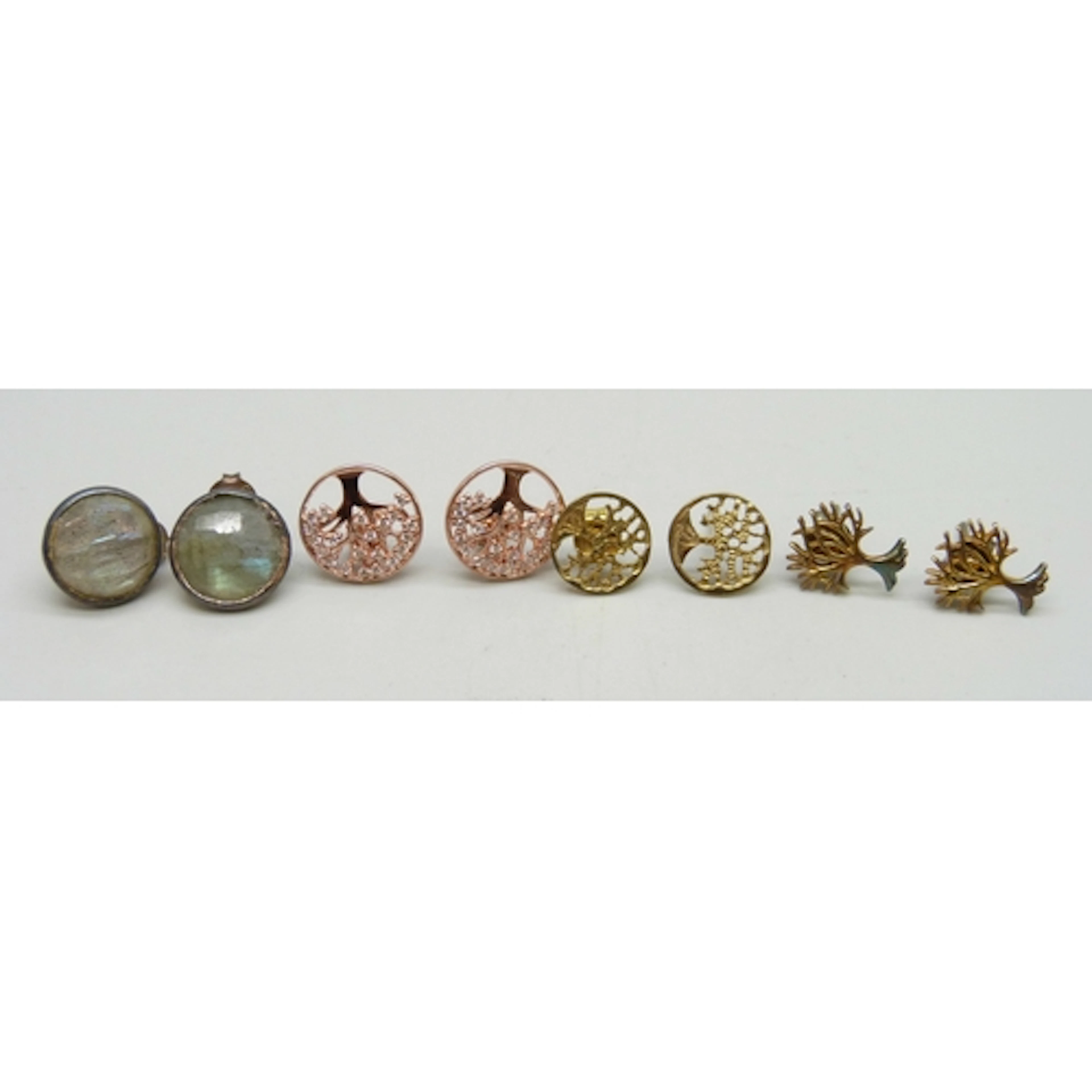 Three pairs of silver gilt Tree of Life earrings, and a pair...
