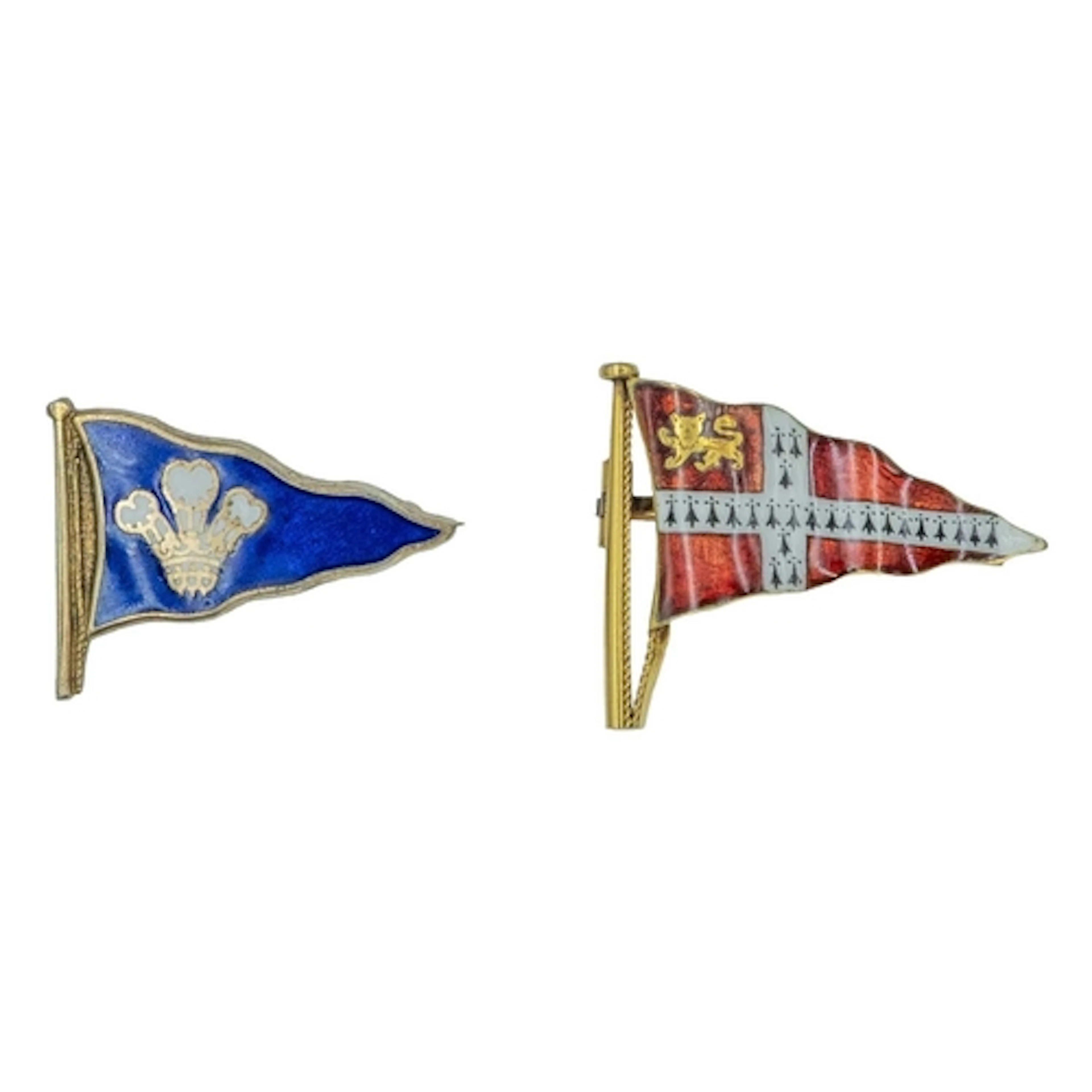 A 9k yellow gold and enamel yacht brooch by Benzies of Cowes...
