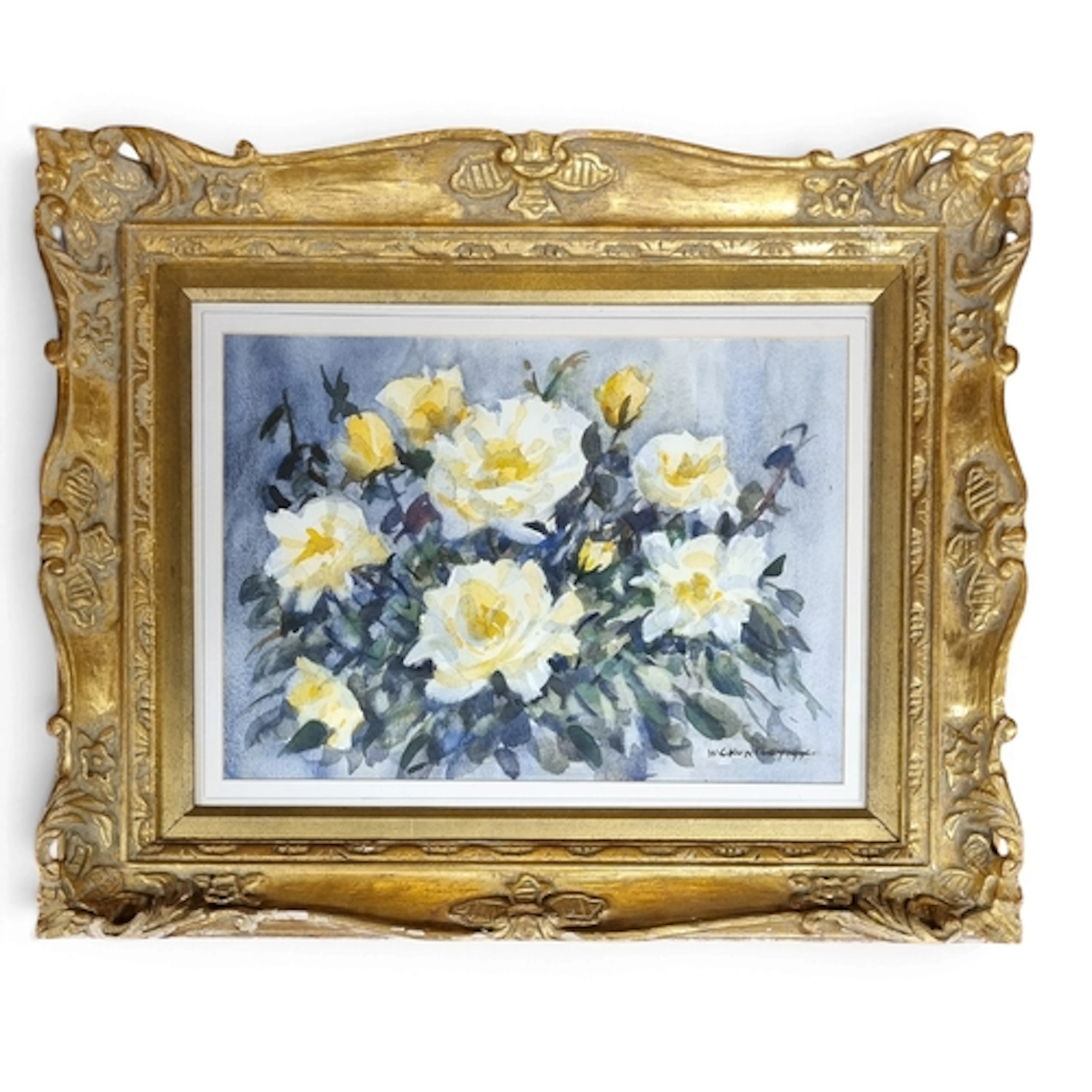 A 20th Century Watercolour of roses. In a really good gilt f...