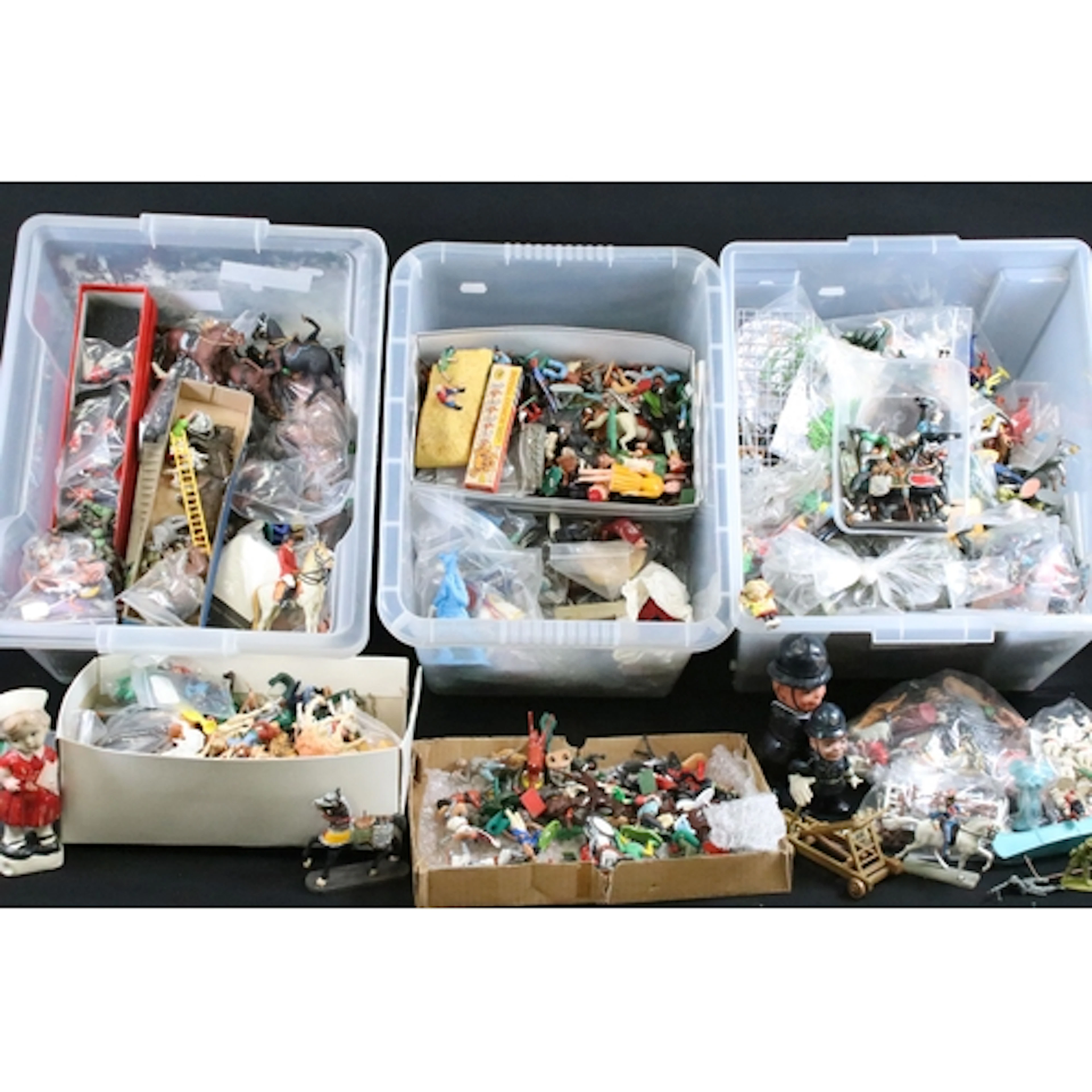 Large collection of plastic and metal figures to include Bri...
