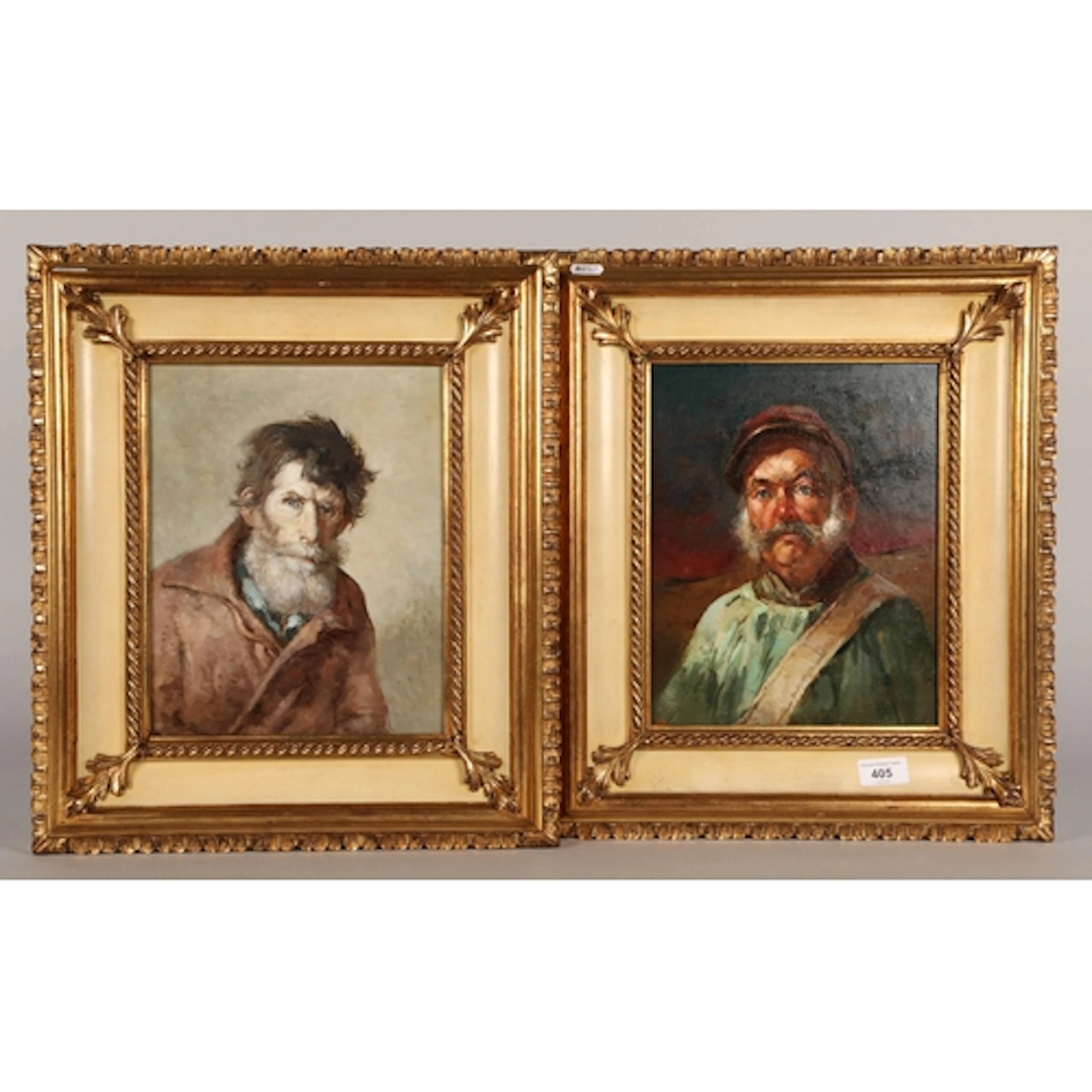 After Ilya Repin, 'Shy Peasant', oil on board, with another ...