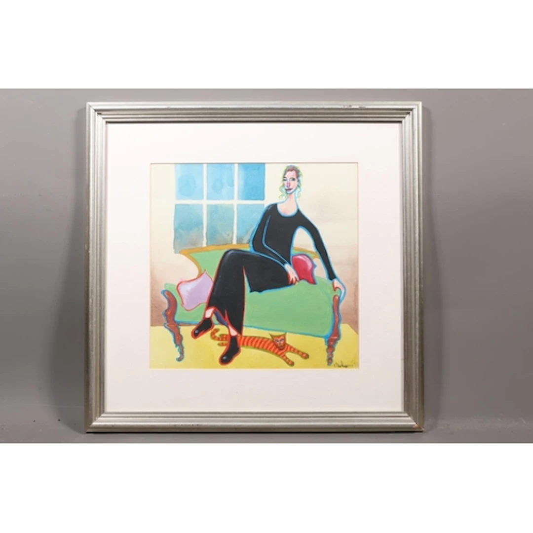 COLIN DUNBAR (Scottish b1969), untitled - a lady sat on sofa...