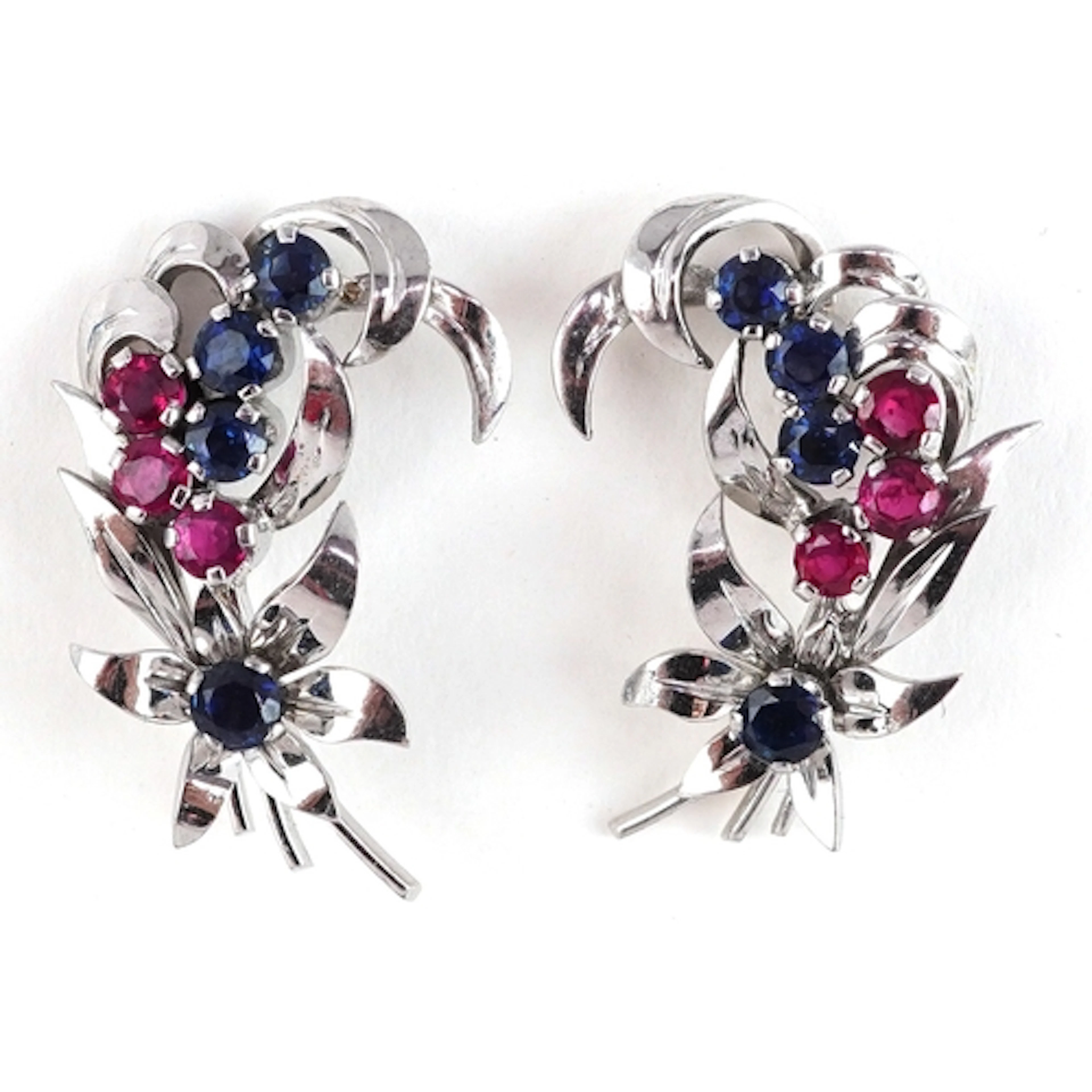 Cropp & Farr, pair of 18ct white gold pink and blue spinel s...