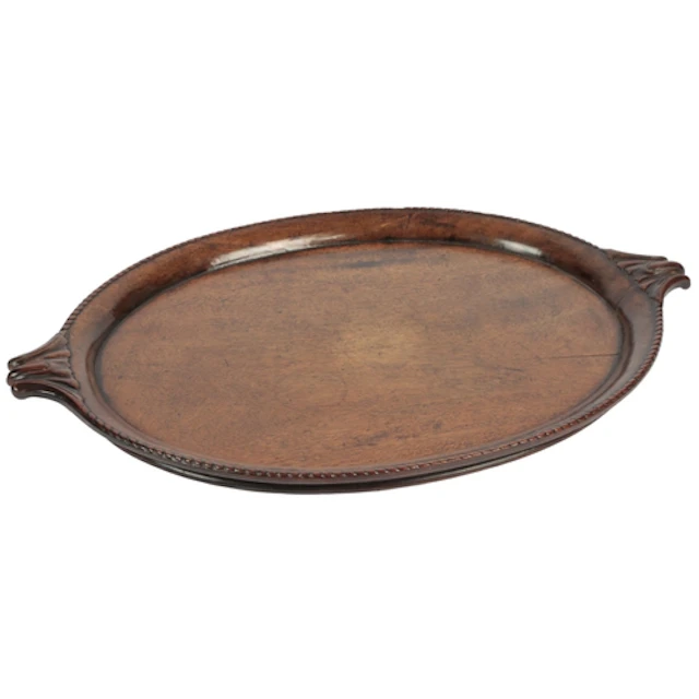 A George III Hepplewhite period mahogany oval tea tray, circ...