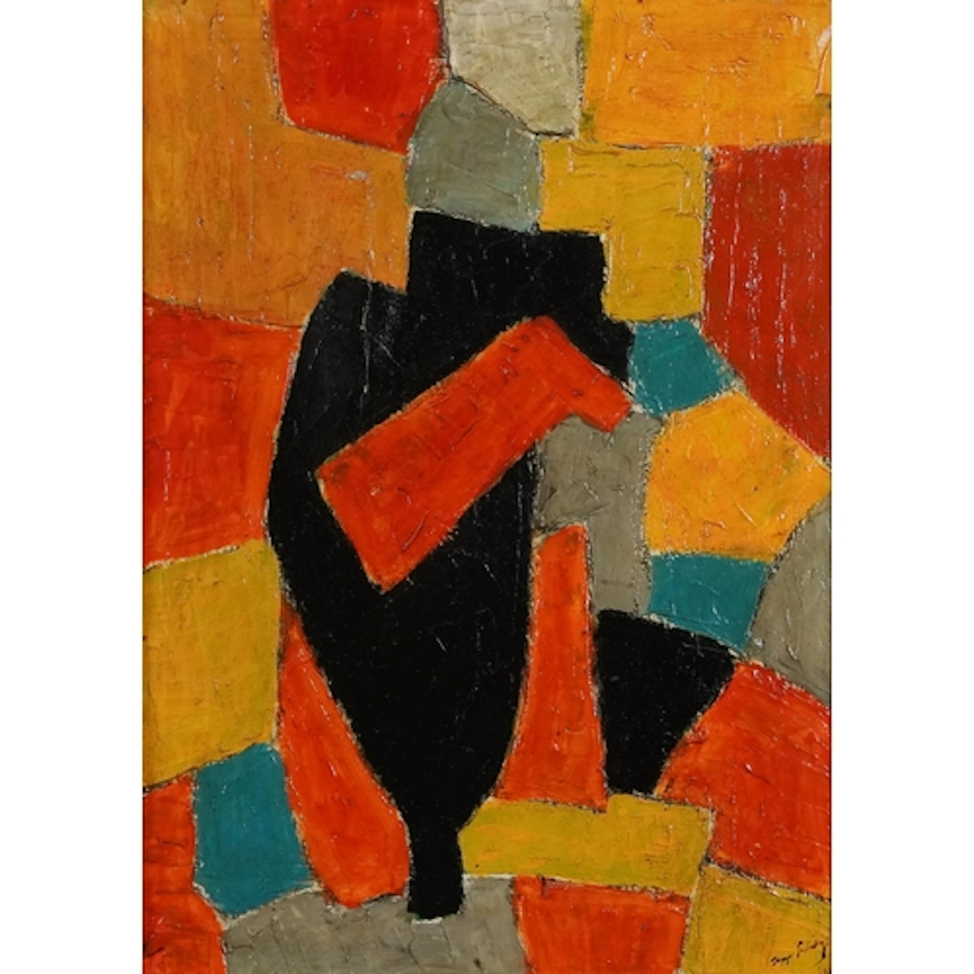 Manner of Serge Poliakoff, abstract composition, oil on canv...